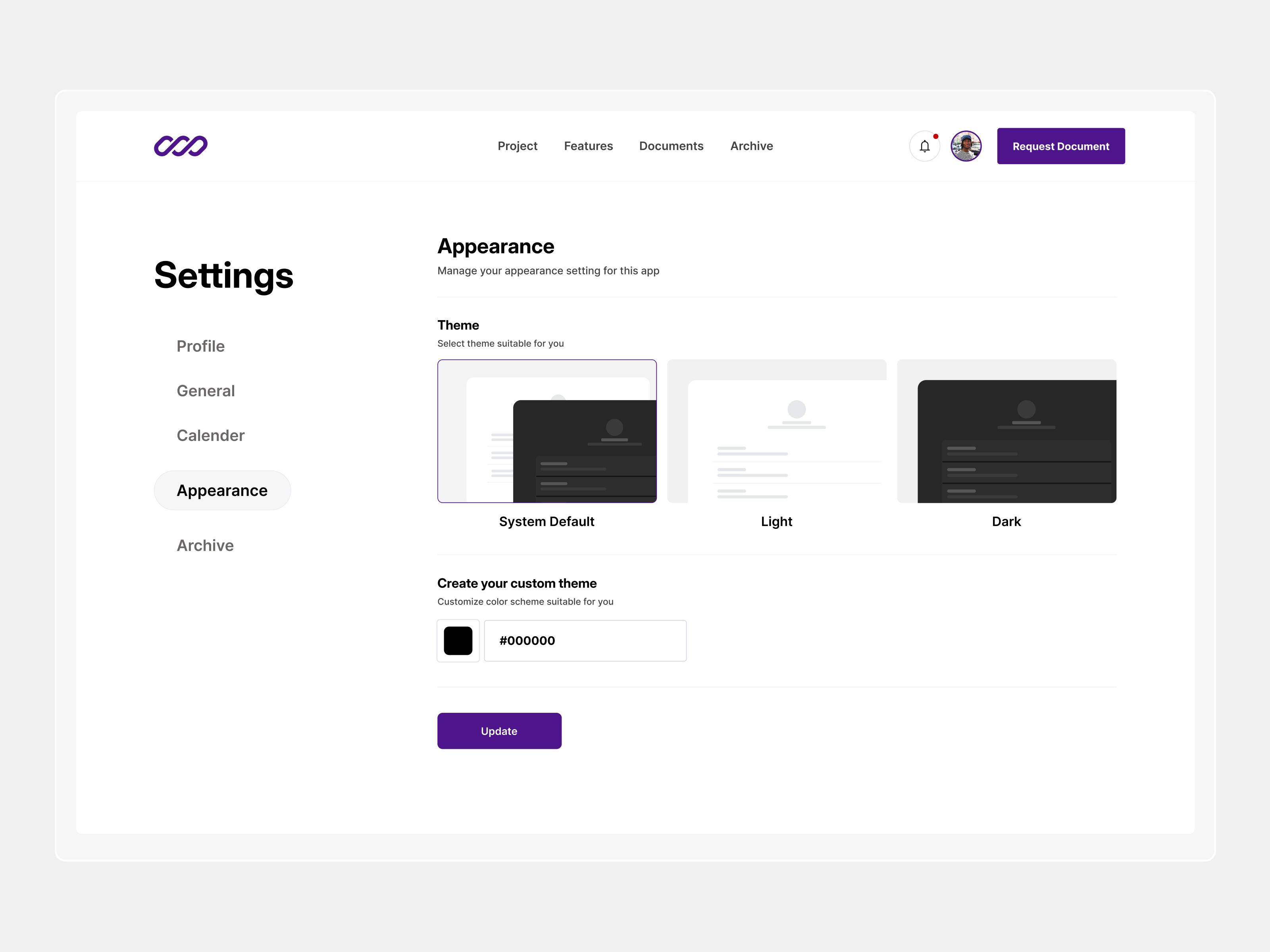 Settings UI