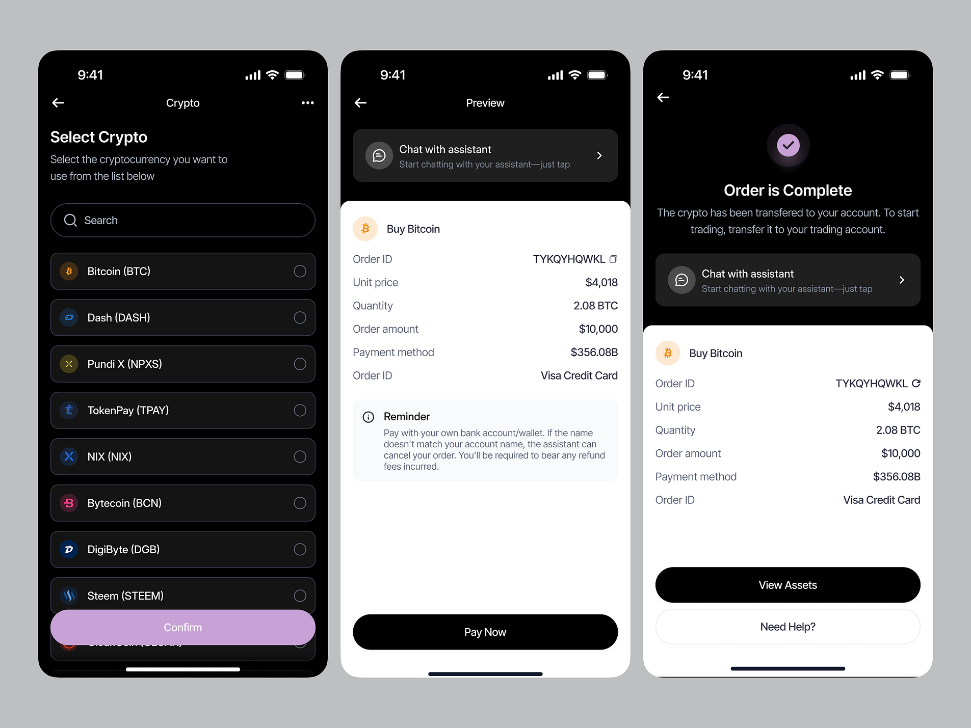 Crypto Mobile App UI/UX - Buy Coin Flow by Keitoto Studio | Layers