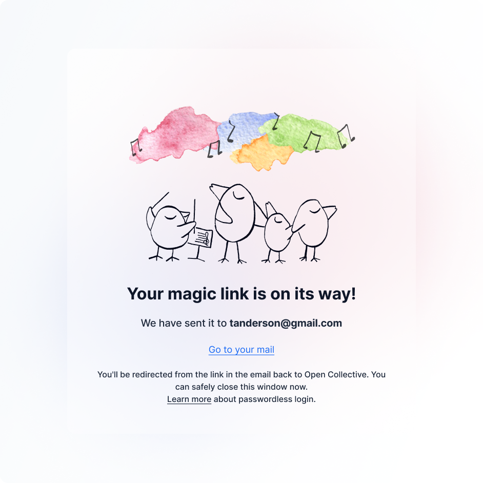 Magic link sign-up page
