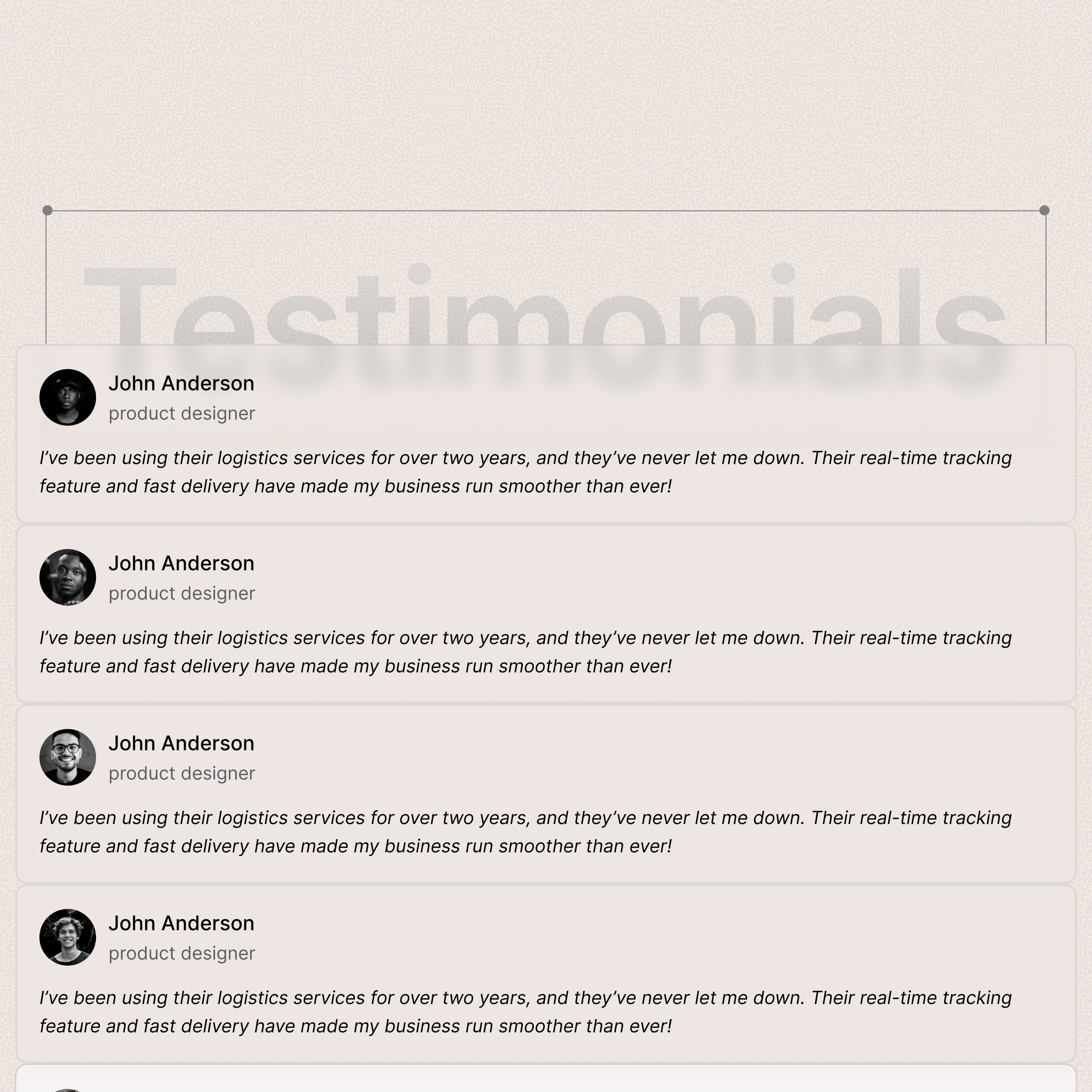 Testimonials section