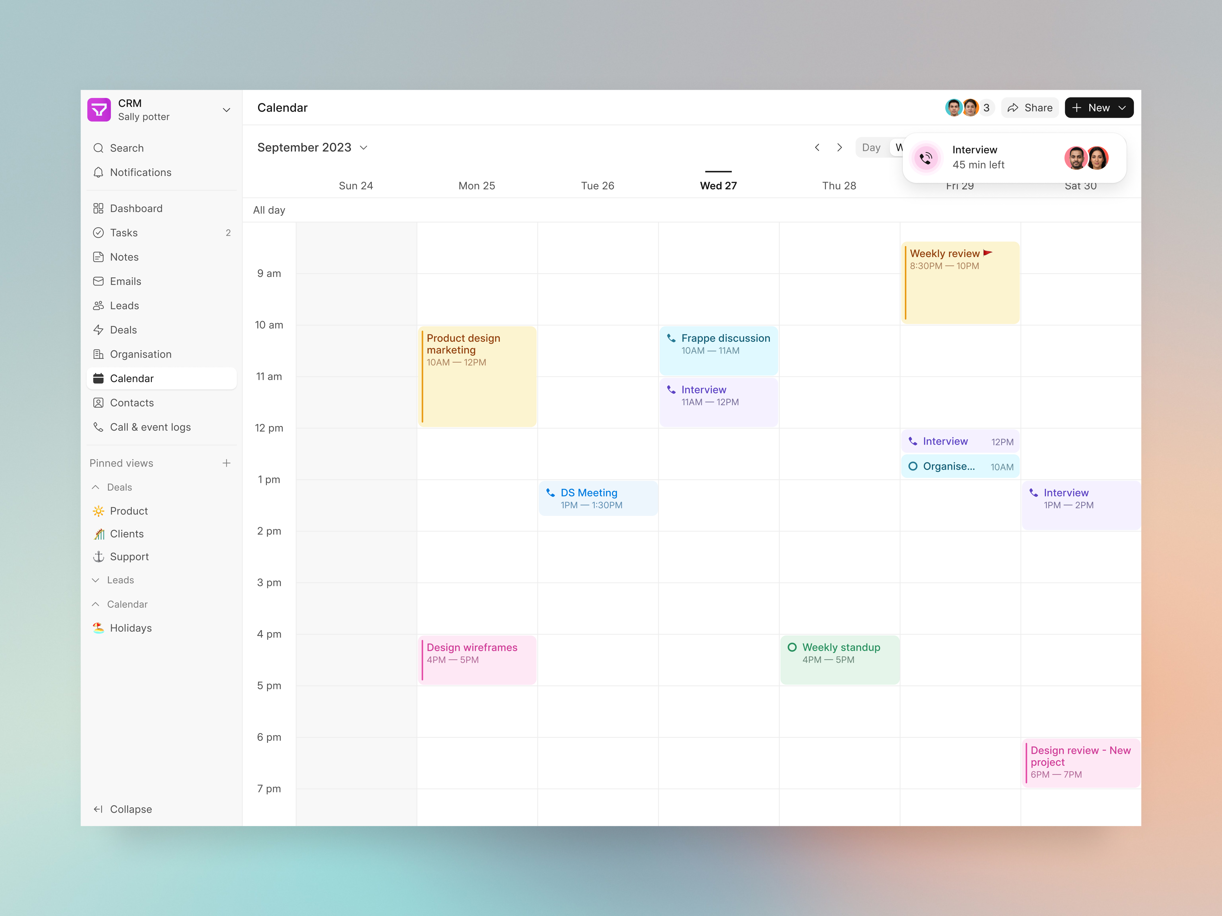 Clean & Functional — Calendar UI for Frappe CRM
