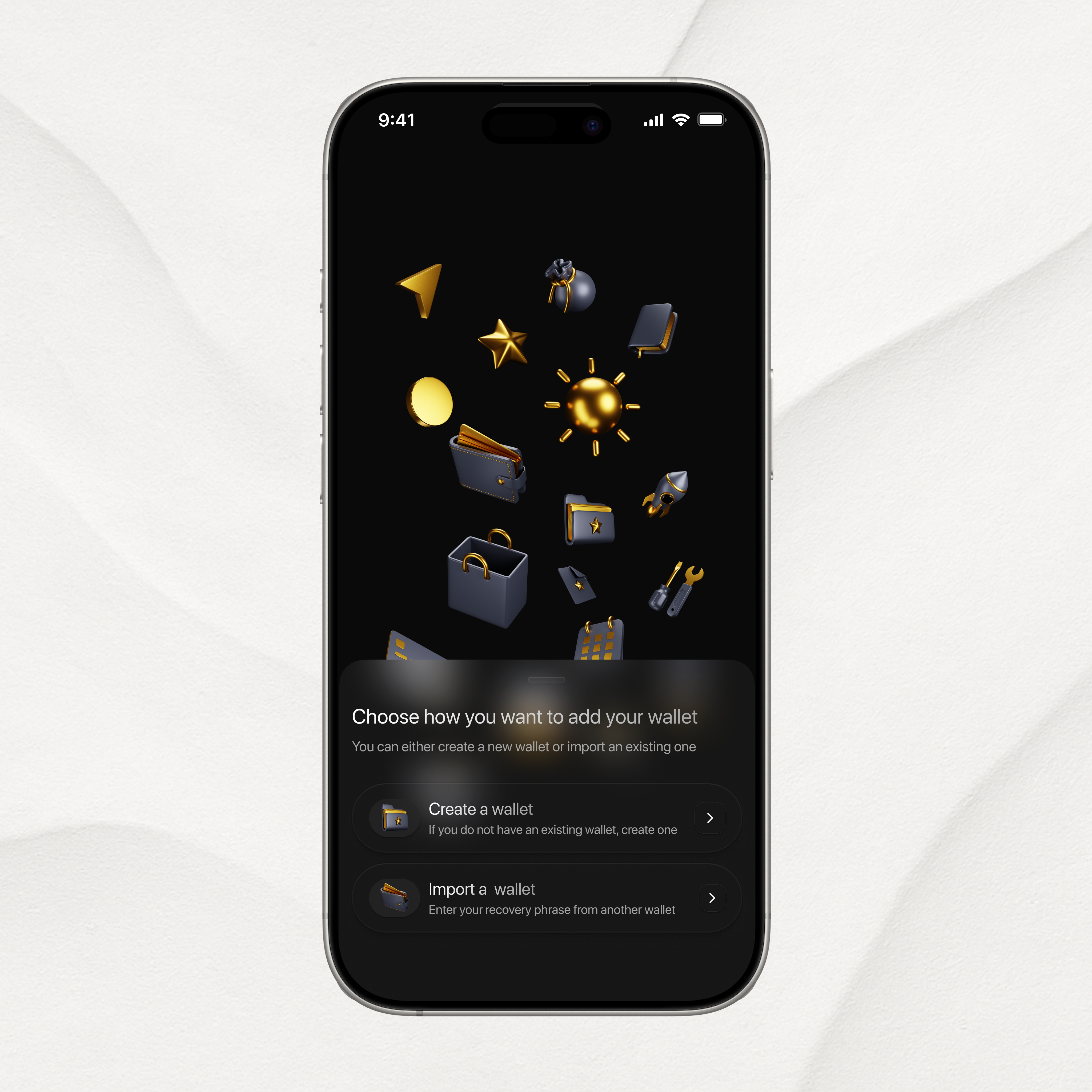 Non-Custodial Wallet Welcome Screen