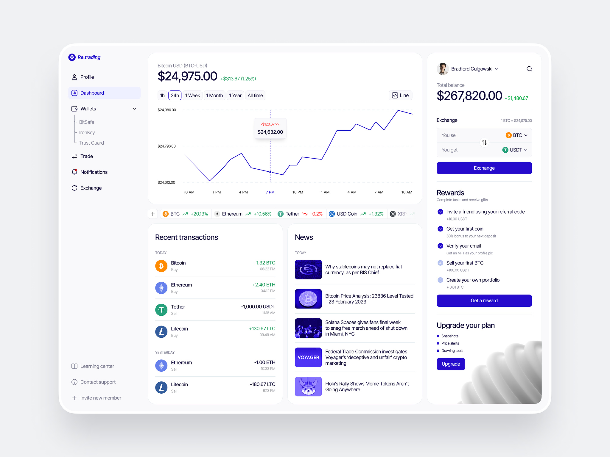 Re.trading — Crypto Wallet Web Dashboard by Conceptzilla | Layers