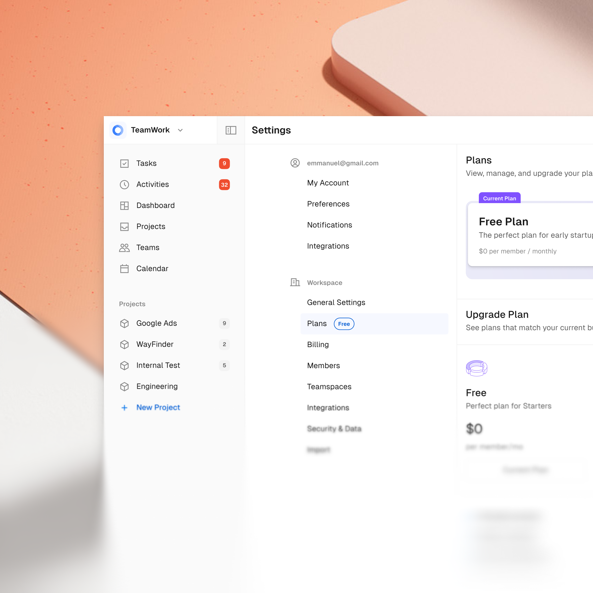 Plans Settings Page