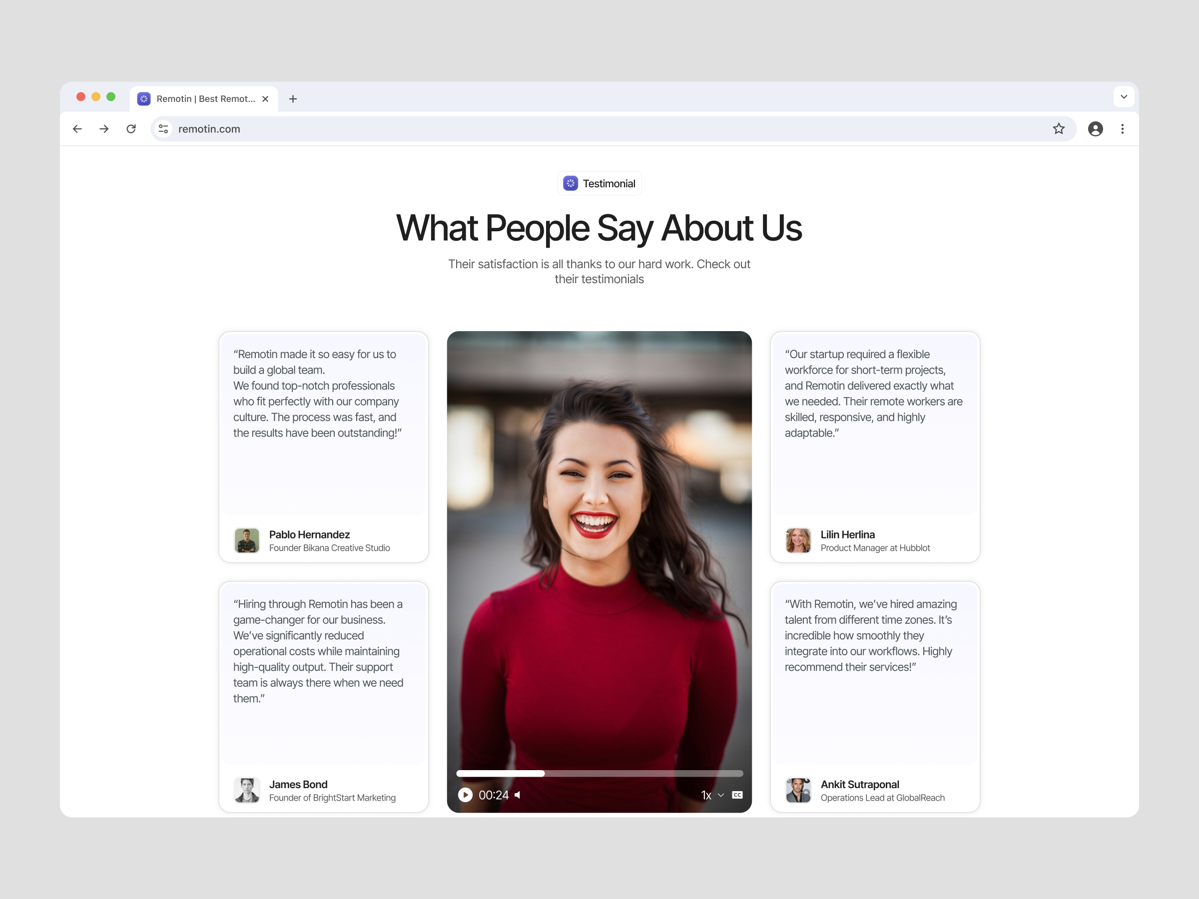 Testimonial Section - Remote Worker Service Provider Landing Page
