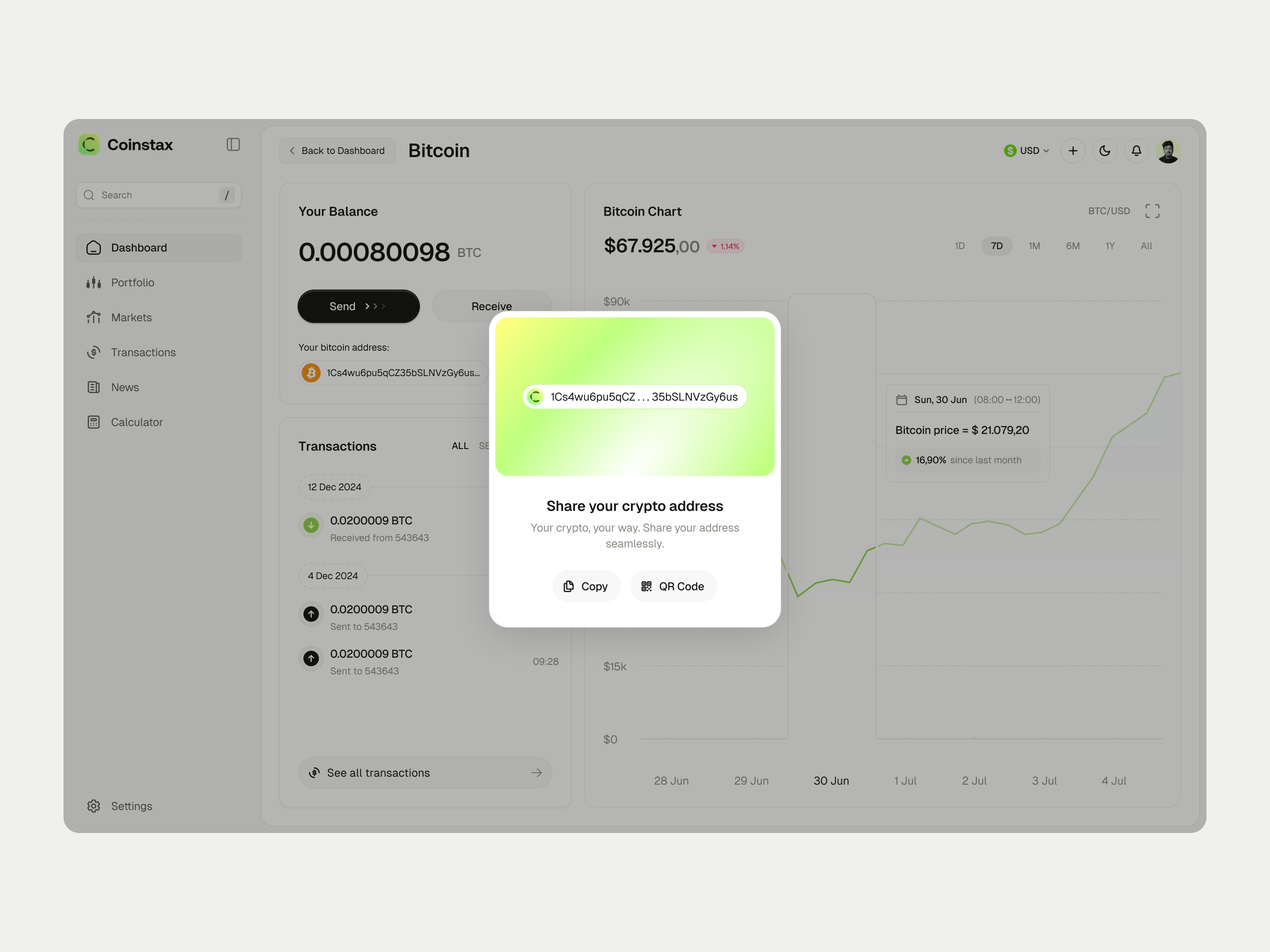 Coinstax - Share Crypto Address Modal by Rizki Mulyawan | Layers