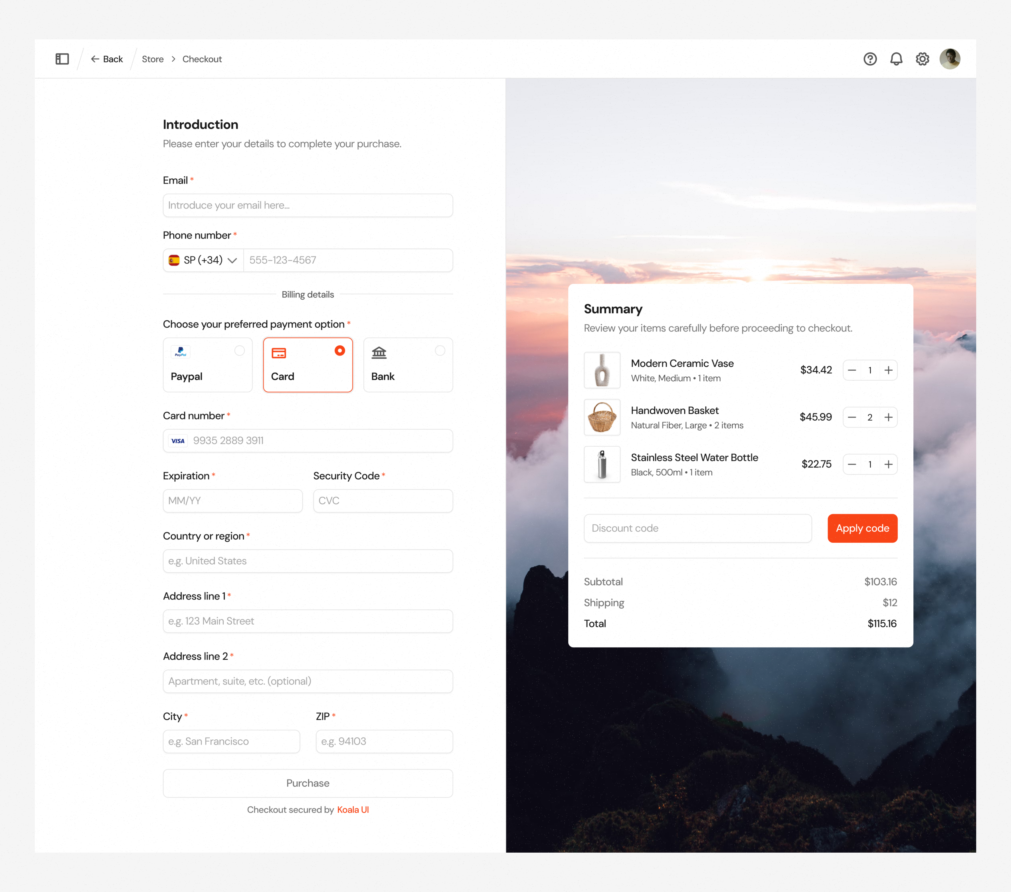 Checkout · Koala UI