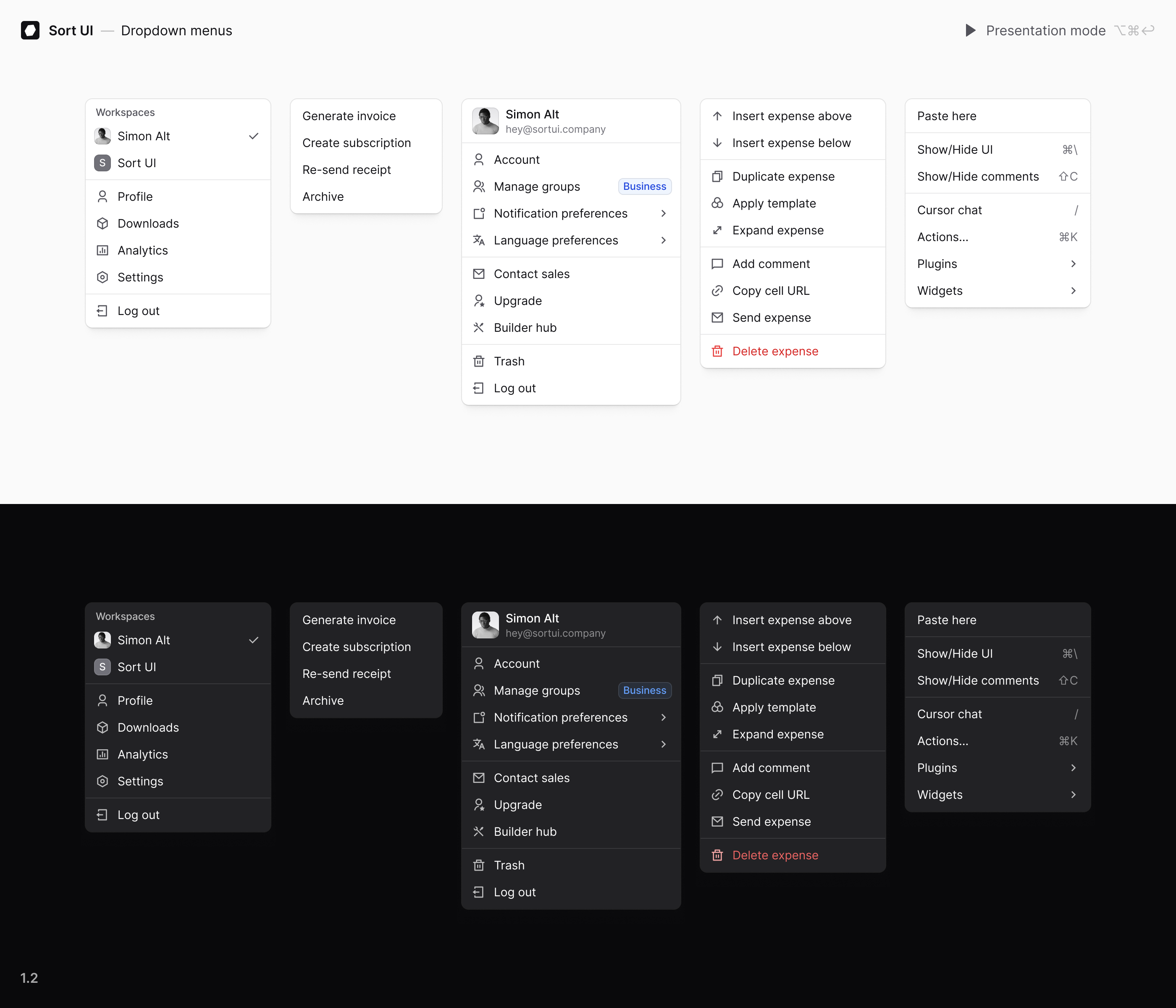 Dropdown menus | WIP