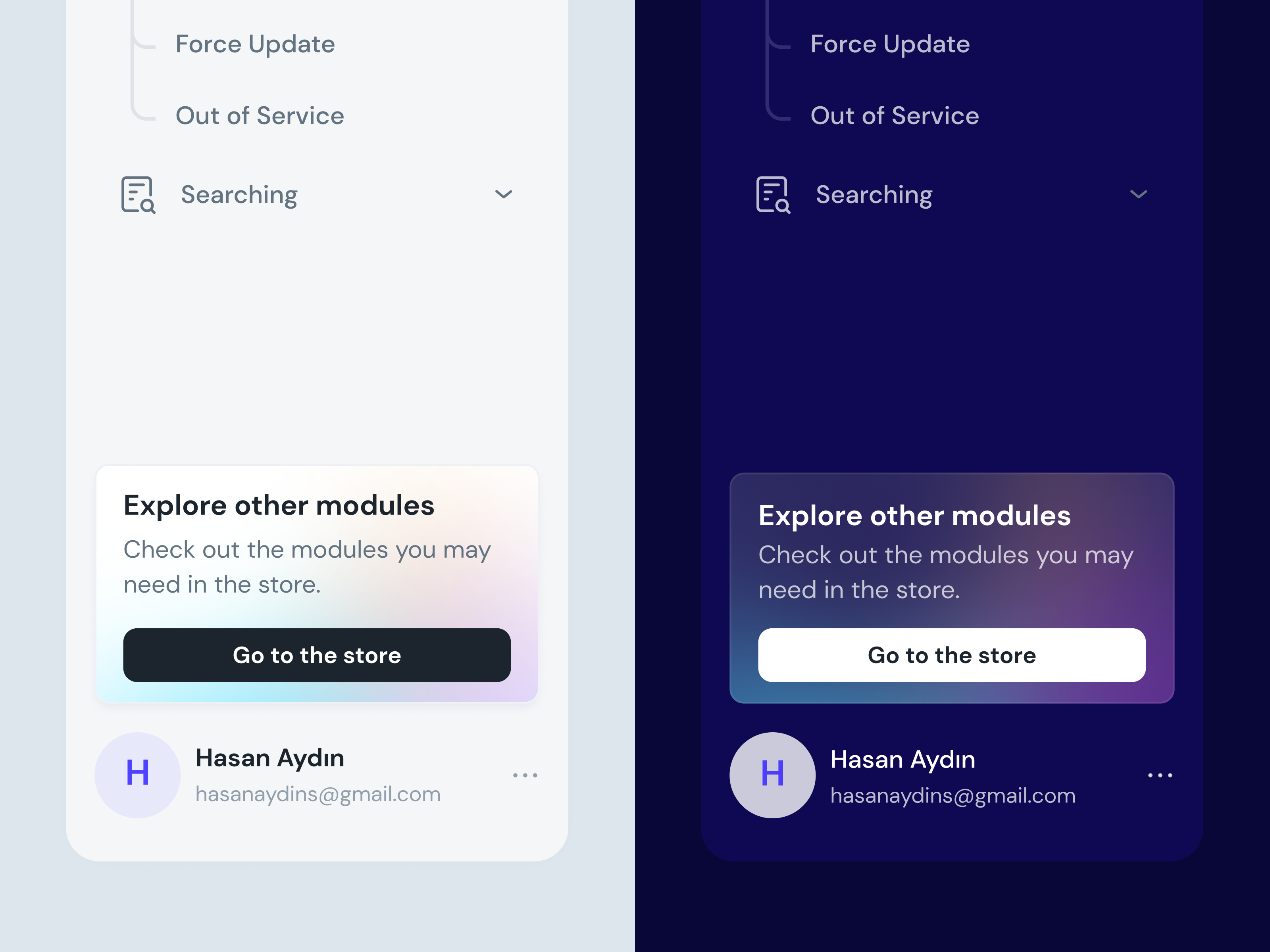 Sidebar Navigation - Light Dark
