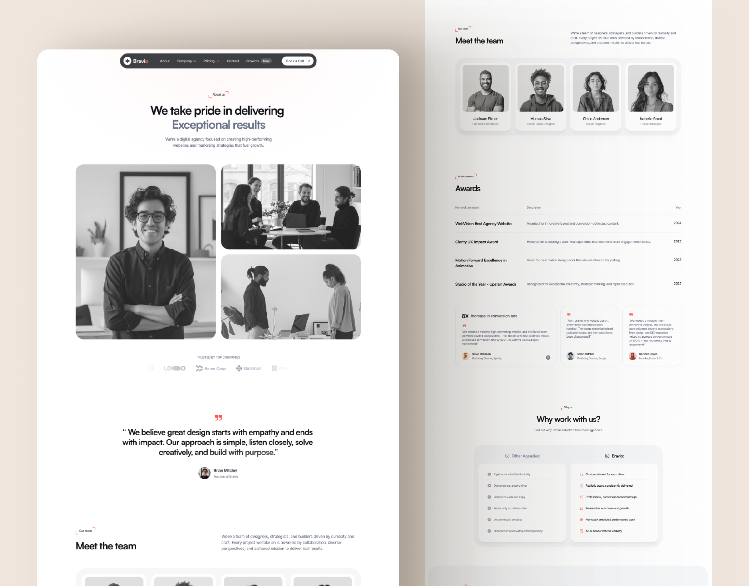 Bravio - Agency About Page