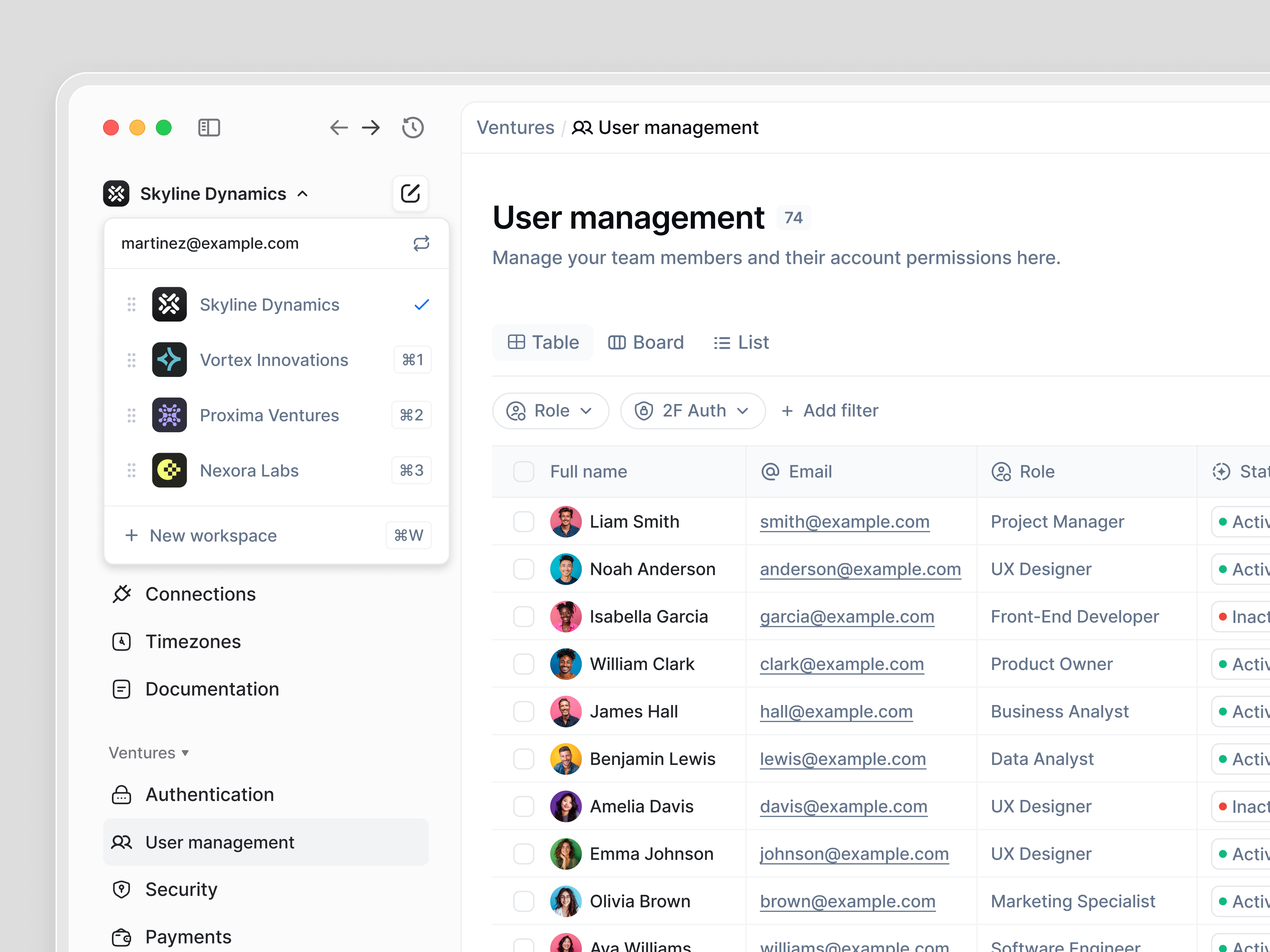 Account Dropdown