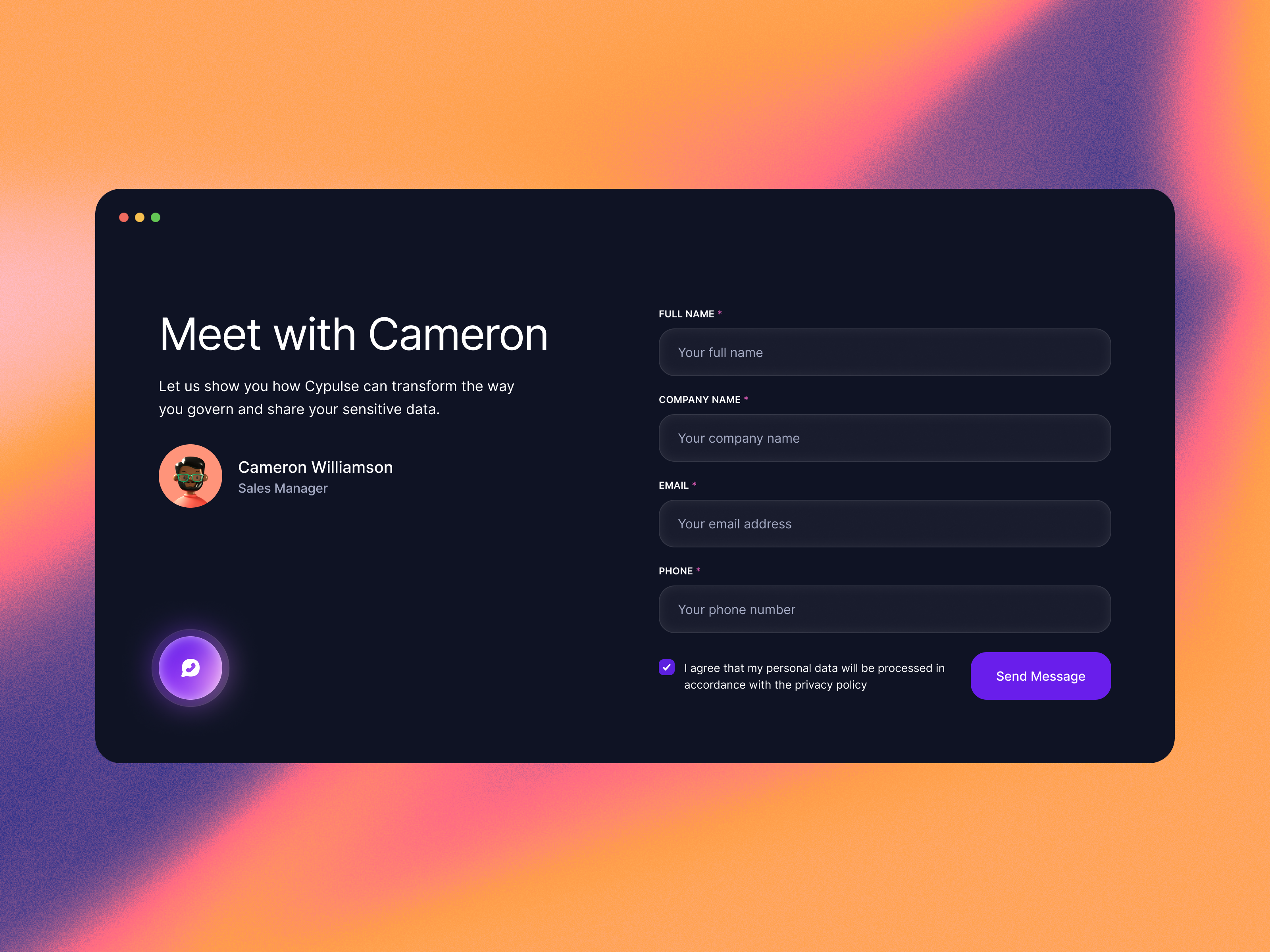Contact Form Modal UI