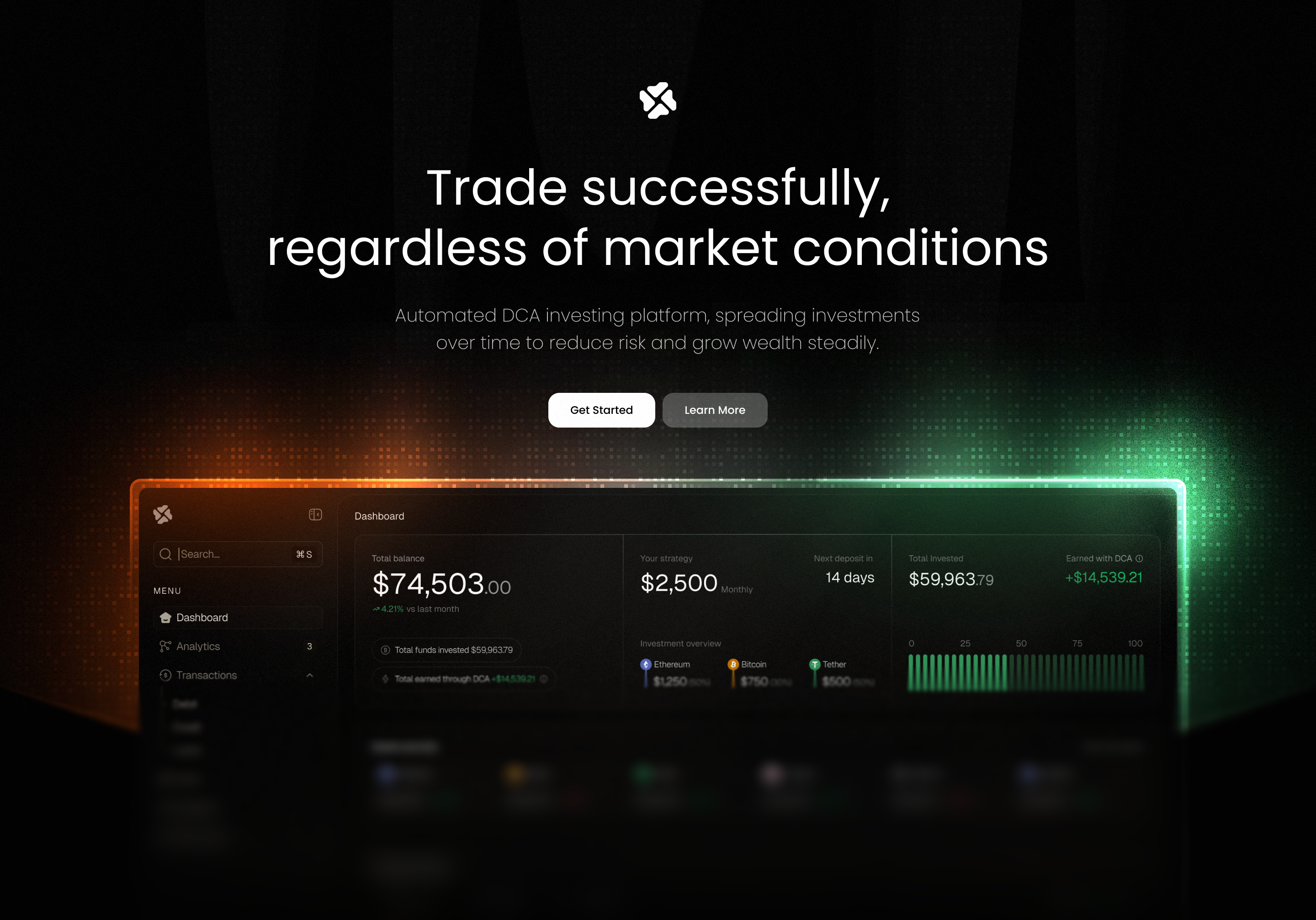 Dashboard hero section