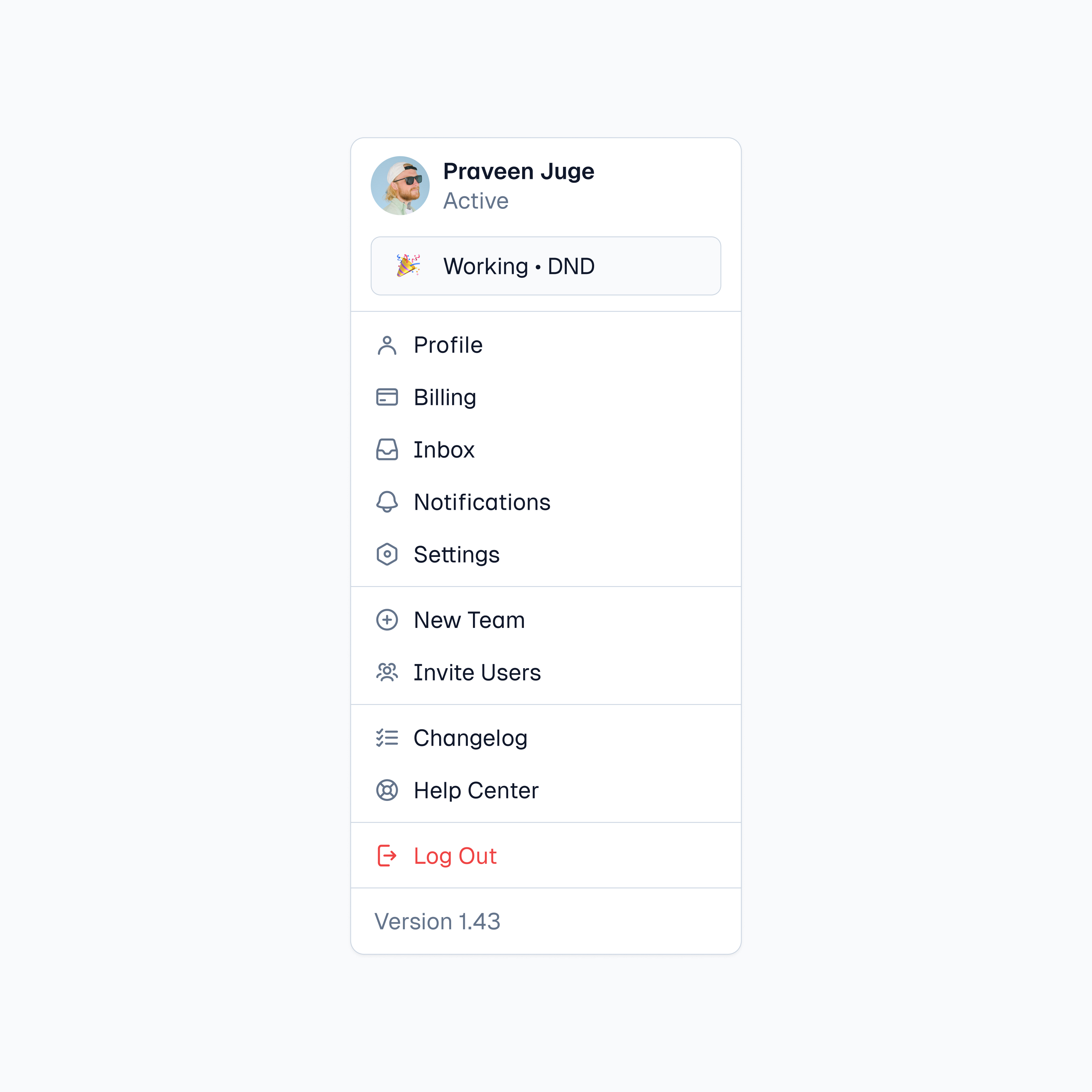 Profile Dropdown ⛳