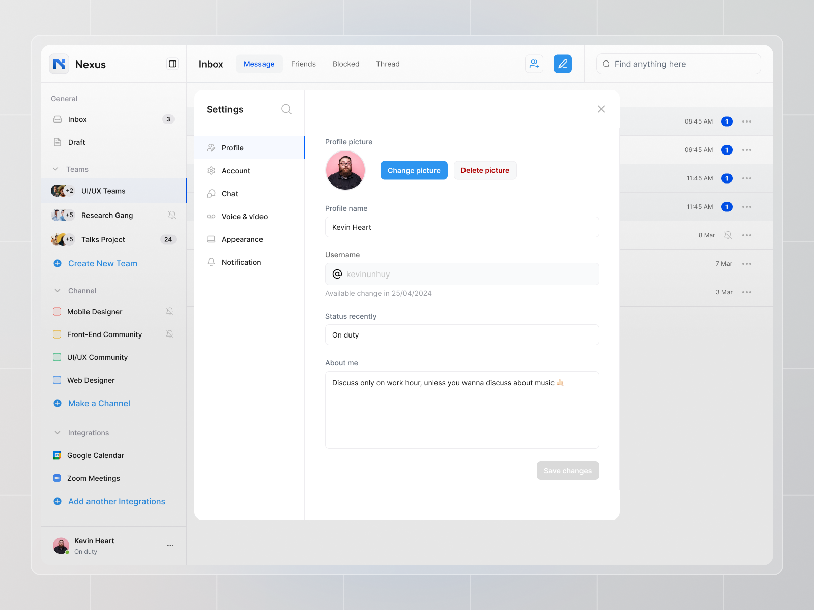 Settings - Profile Page