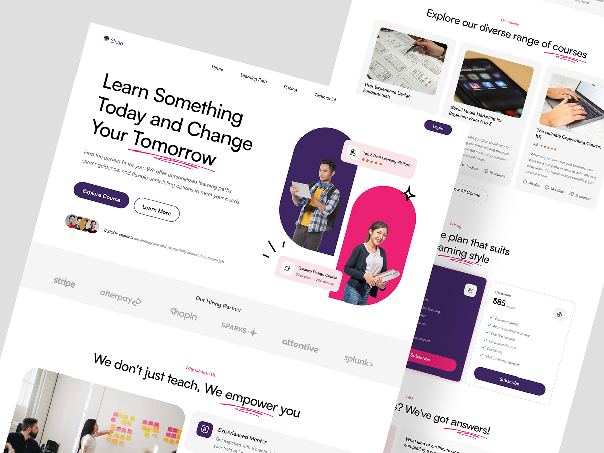 Sinao Online Learning Landing Page By Hatypo Studio Layers Sinao online learning landing page by hatypo studio layers