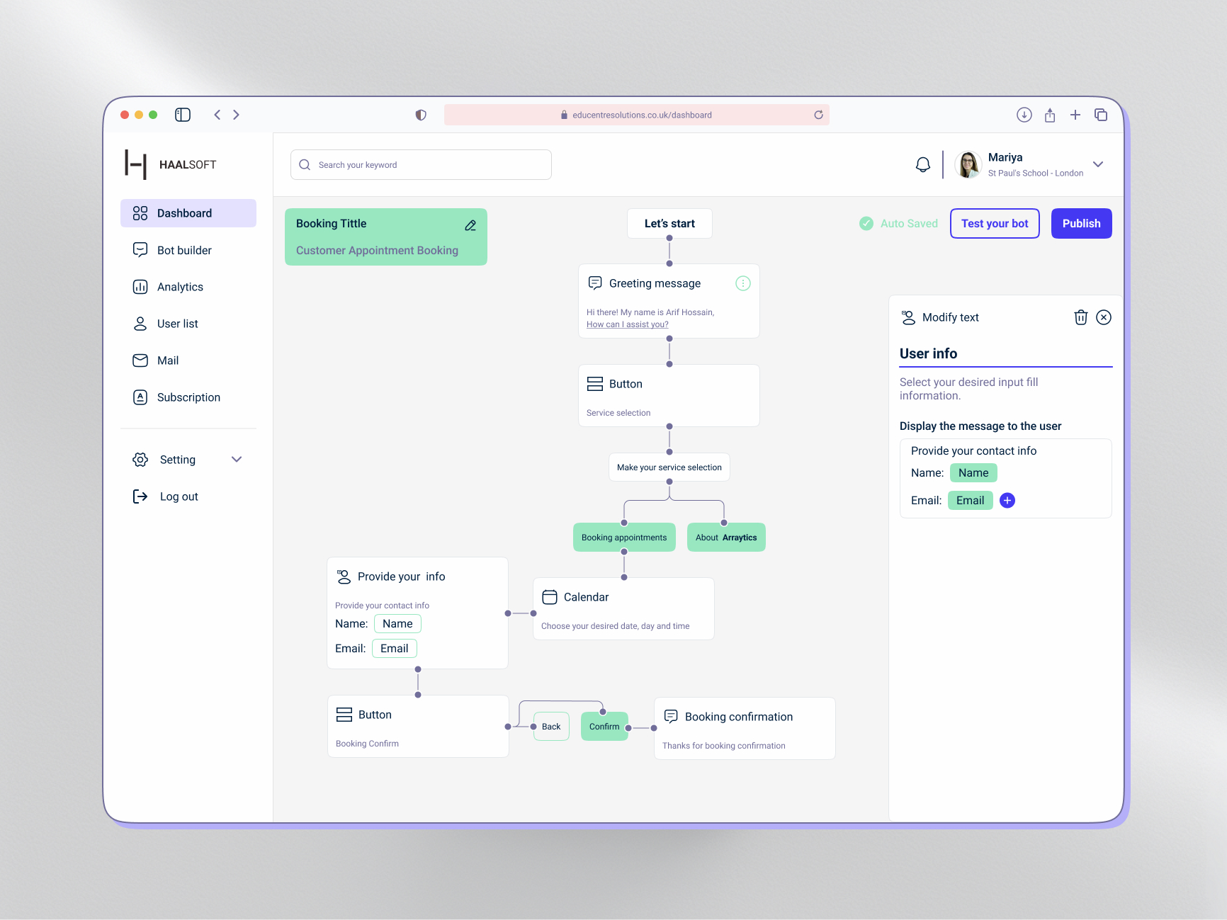 SaaS Chat Bot Design