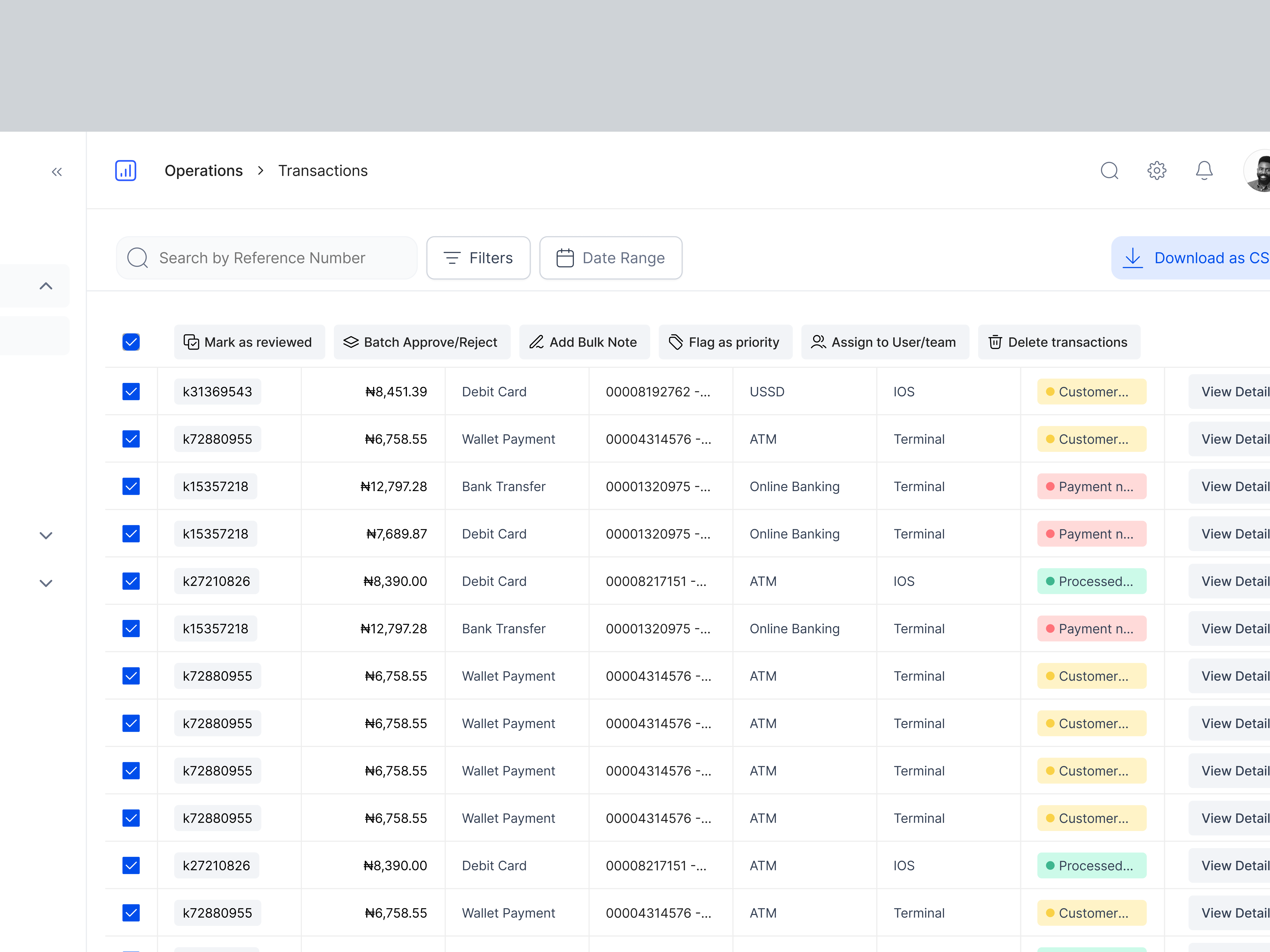 Table Design with Bulk Actions