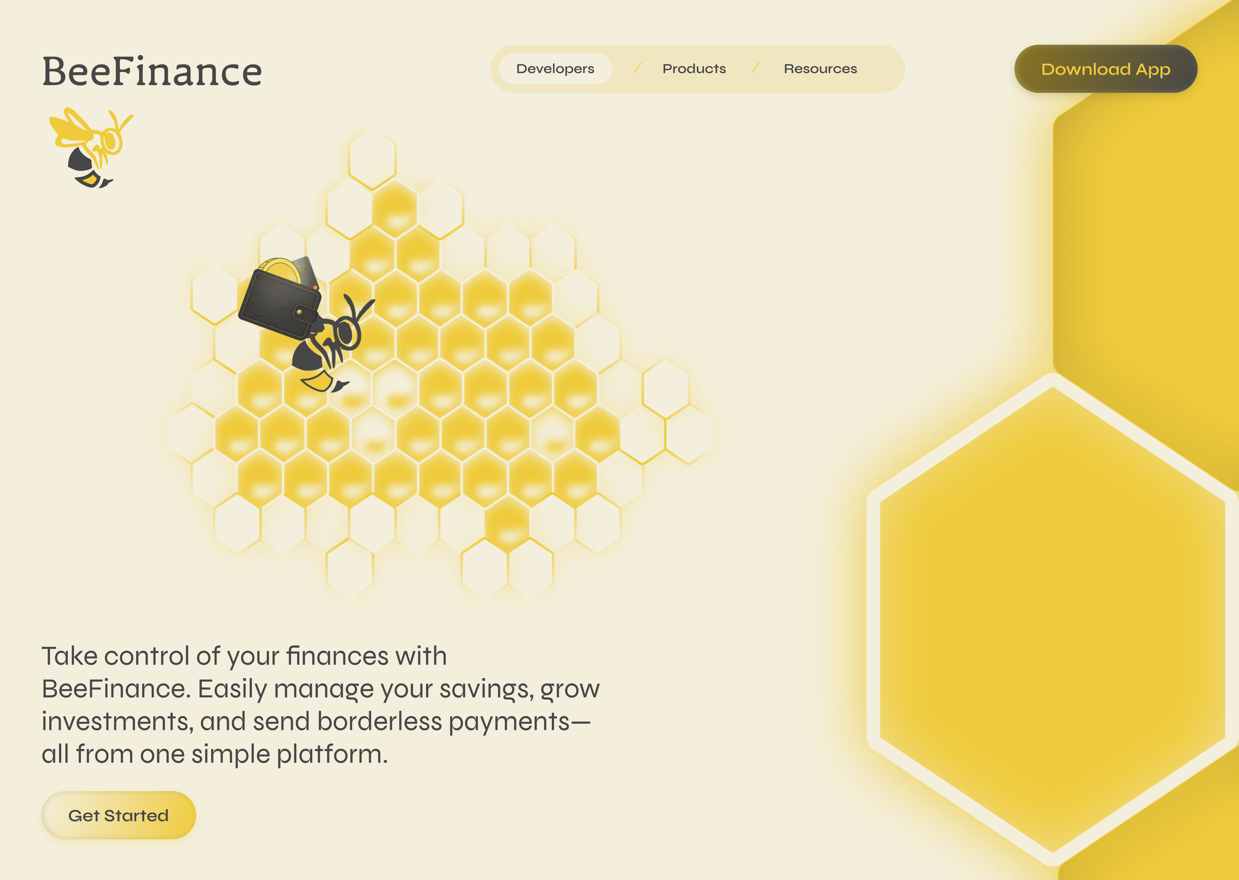 BeeFinance hero section