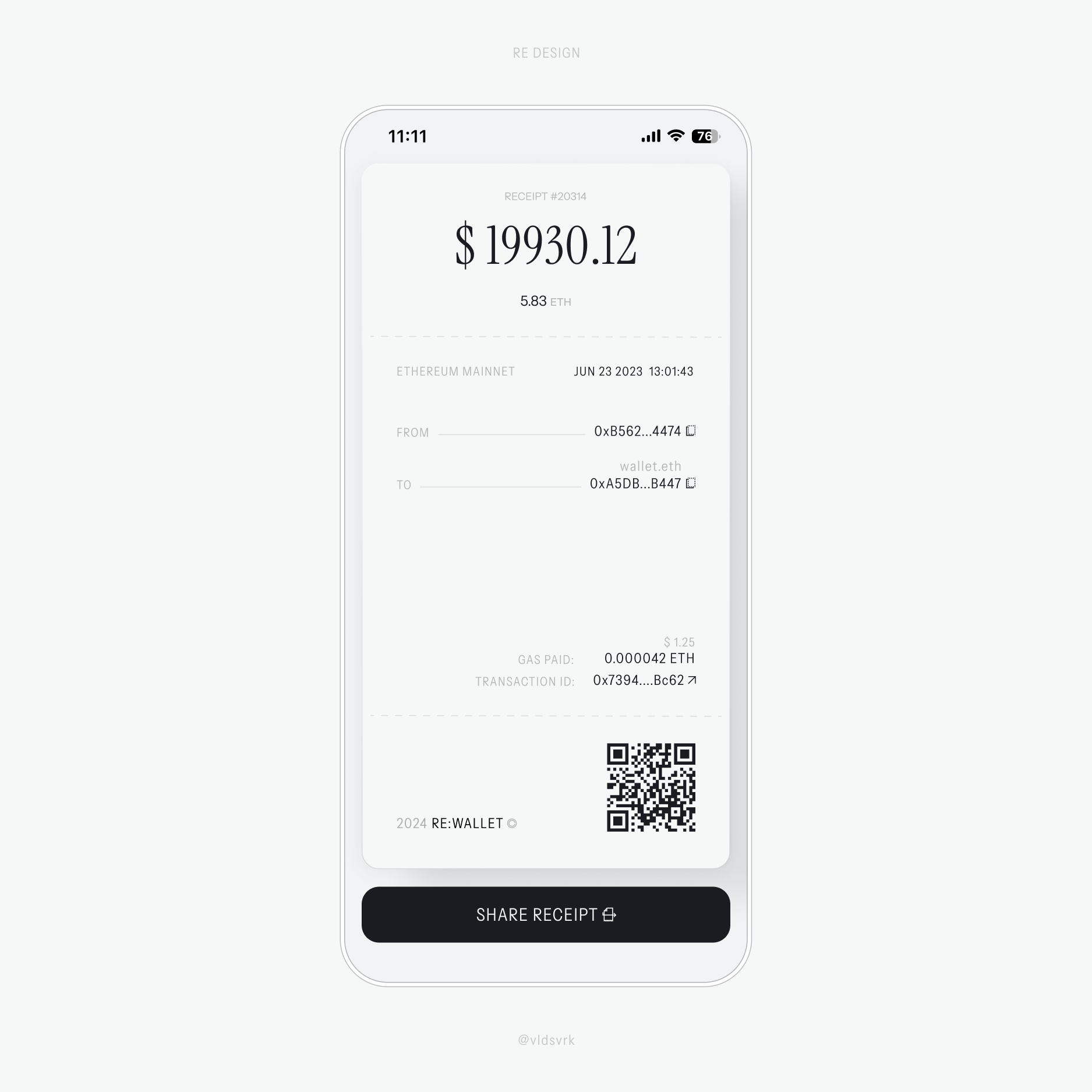 crypto transaction receipt by Vlad Savruk | Layers