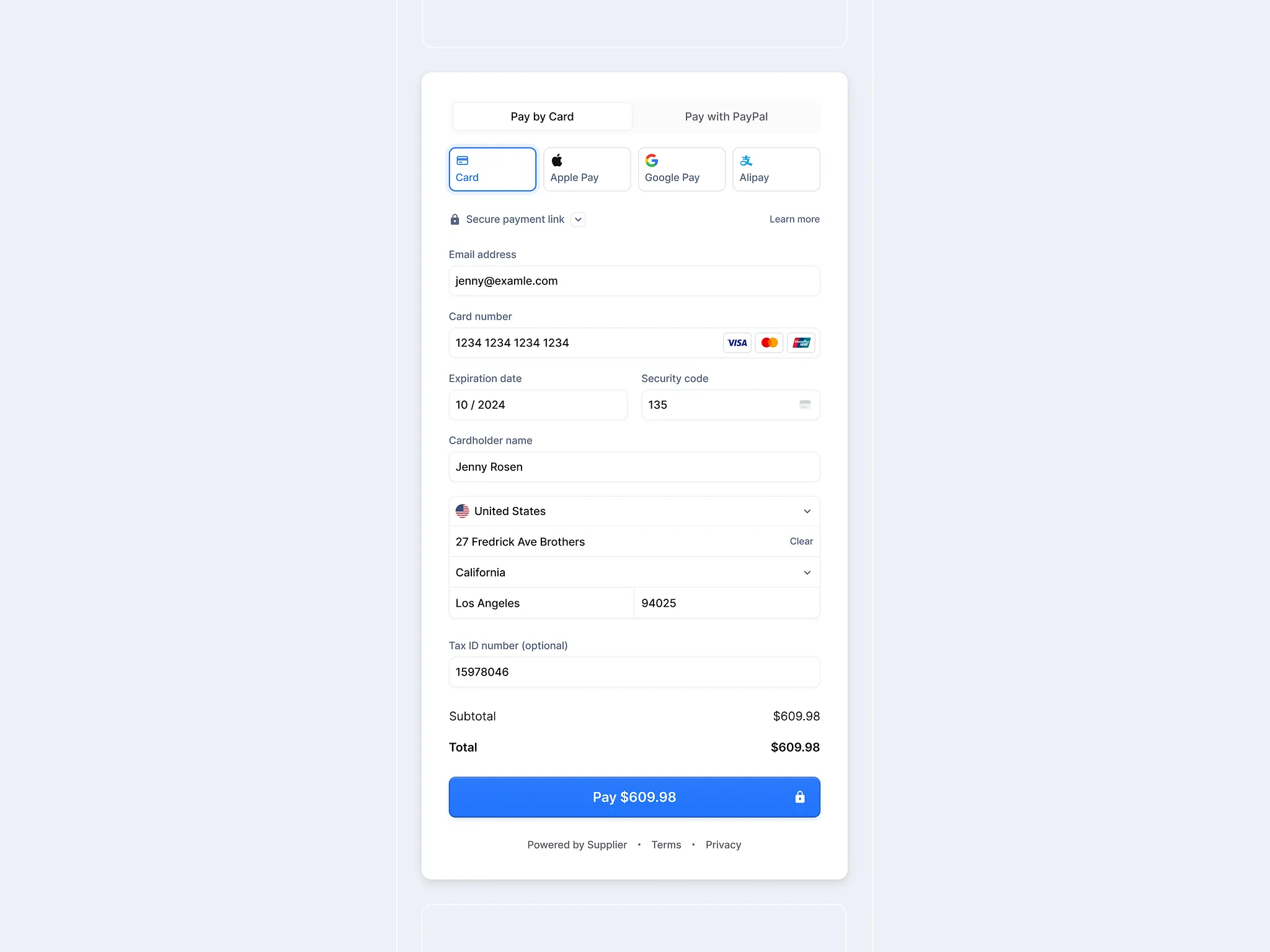 Payment Form Checkout