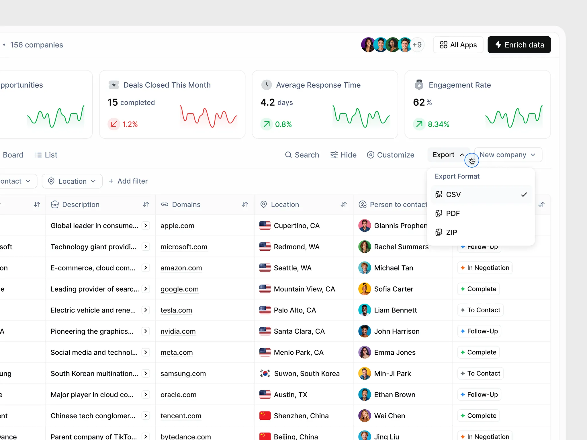 Export data table