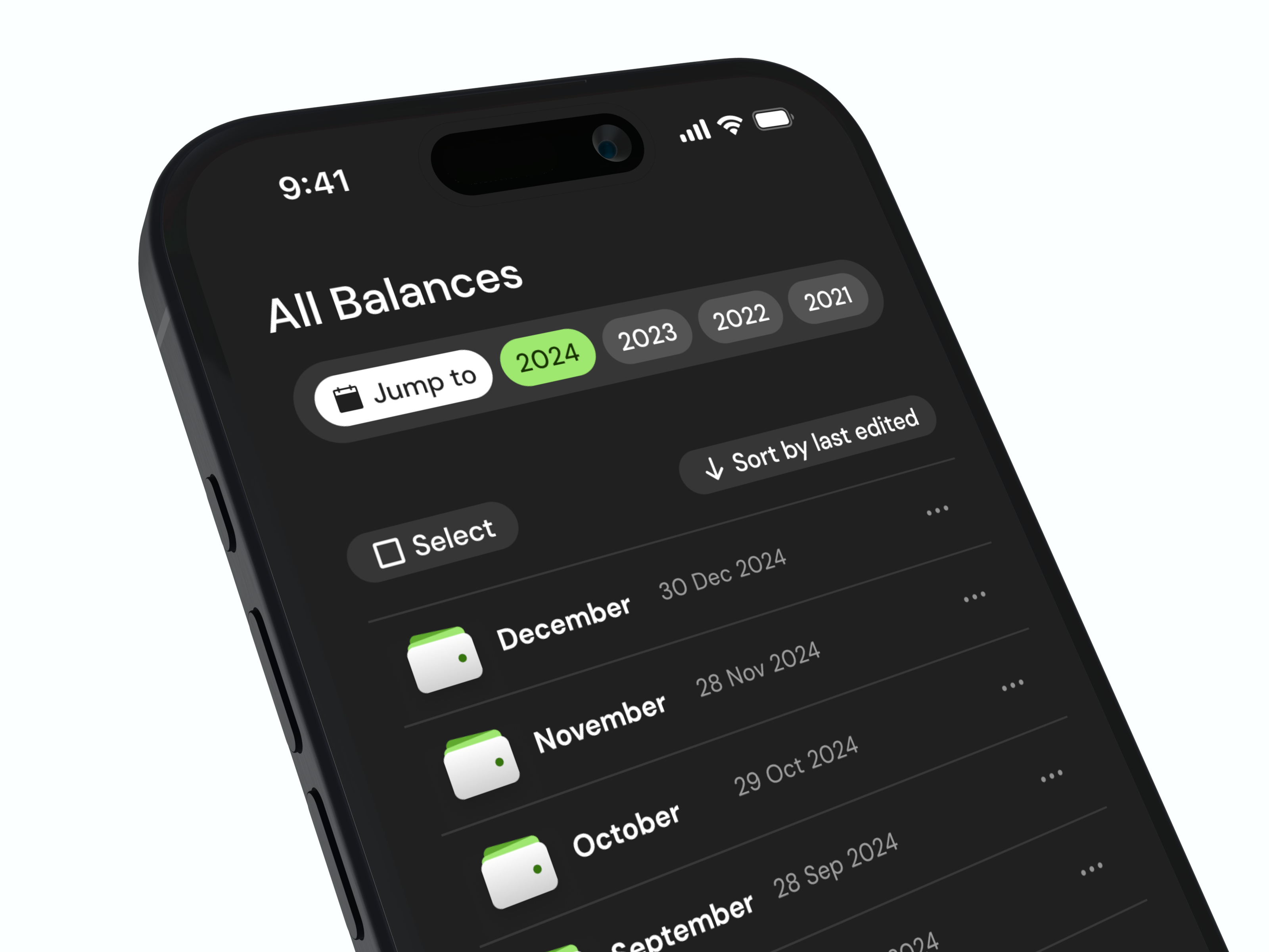 Home Screen of Wallet Tracker App Design Concept (Dark Mode)