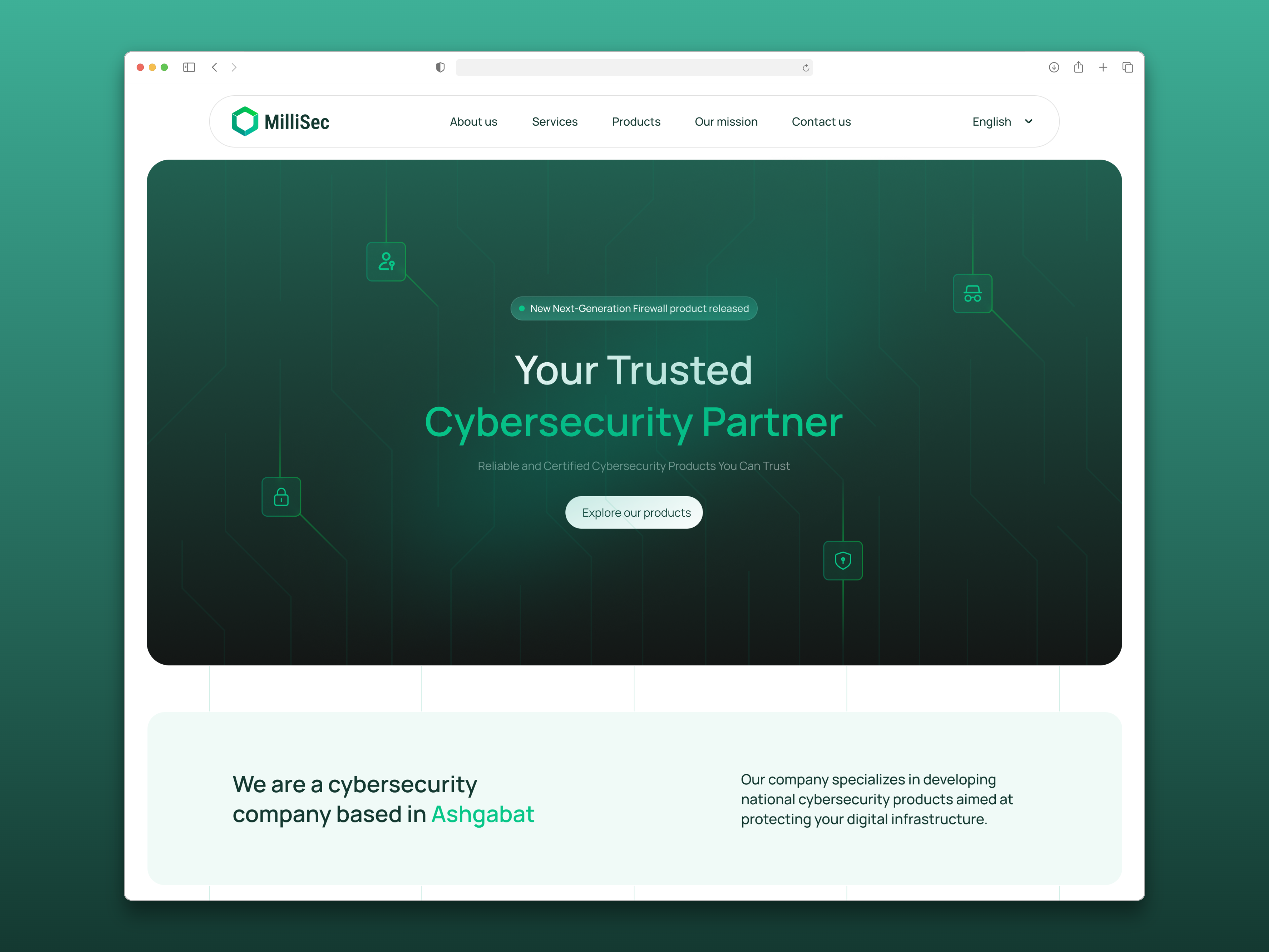 Cybersecurity Company Hero Section