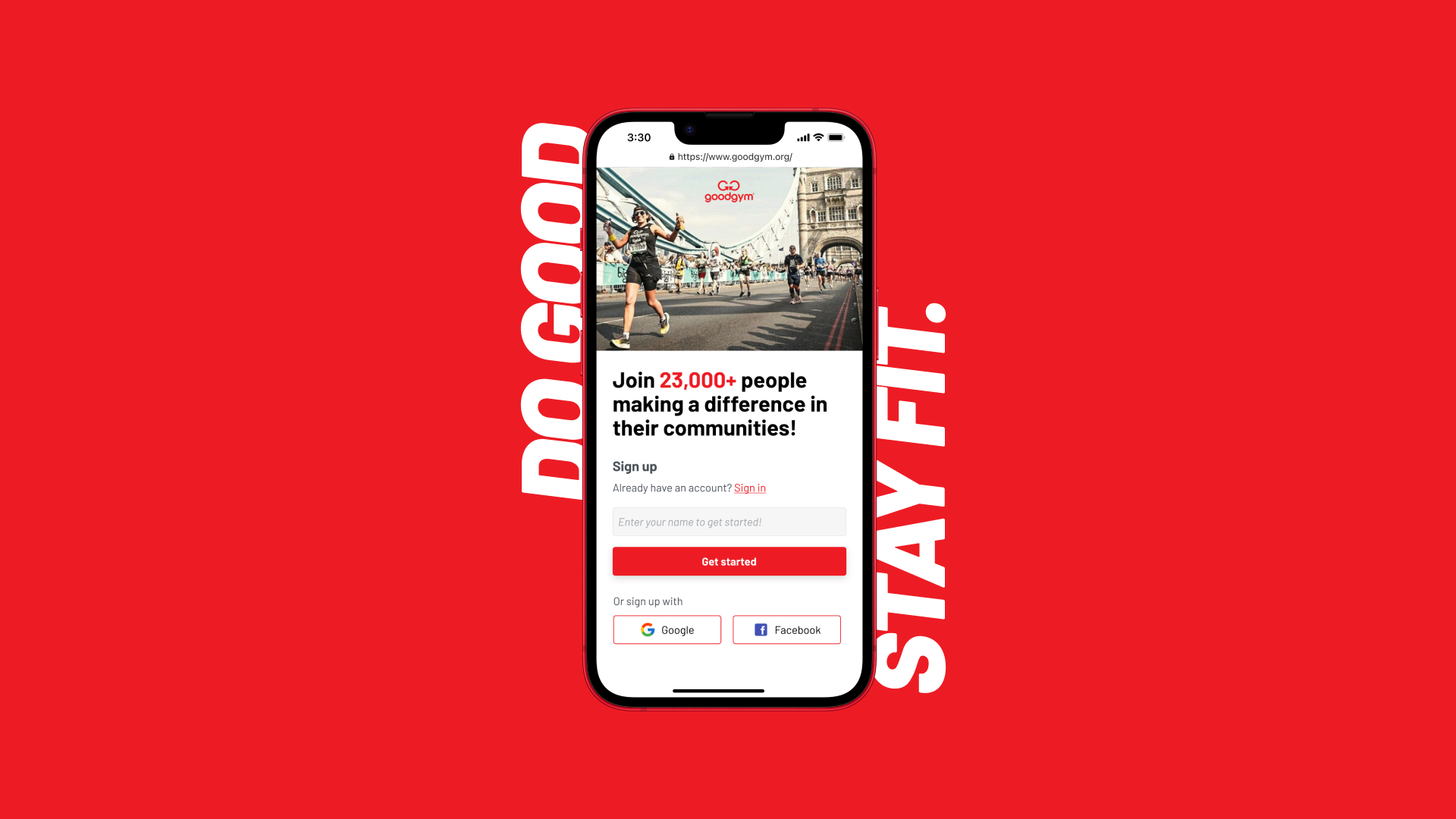 Redesigning Goodgym's sign up page
