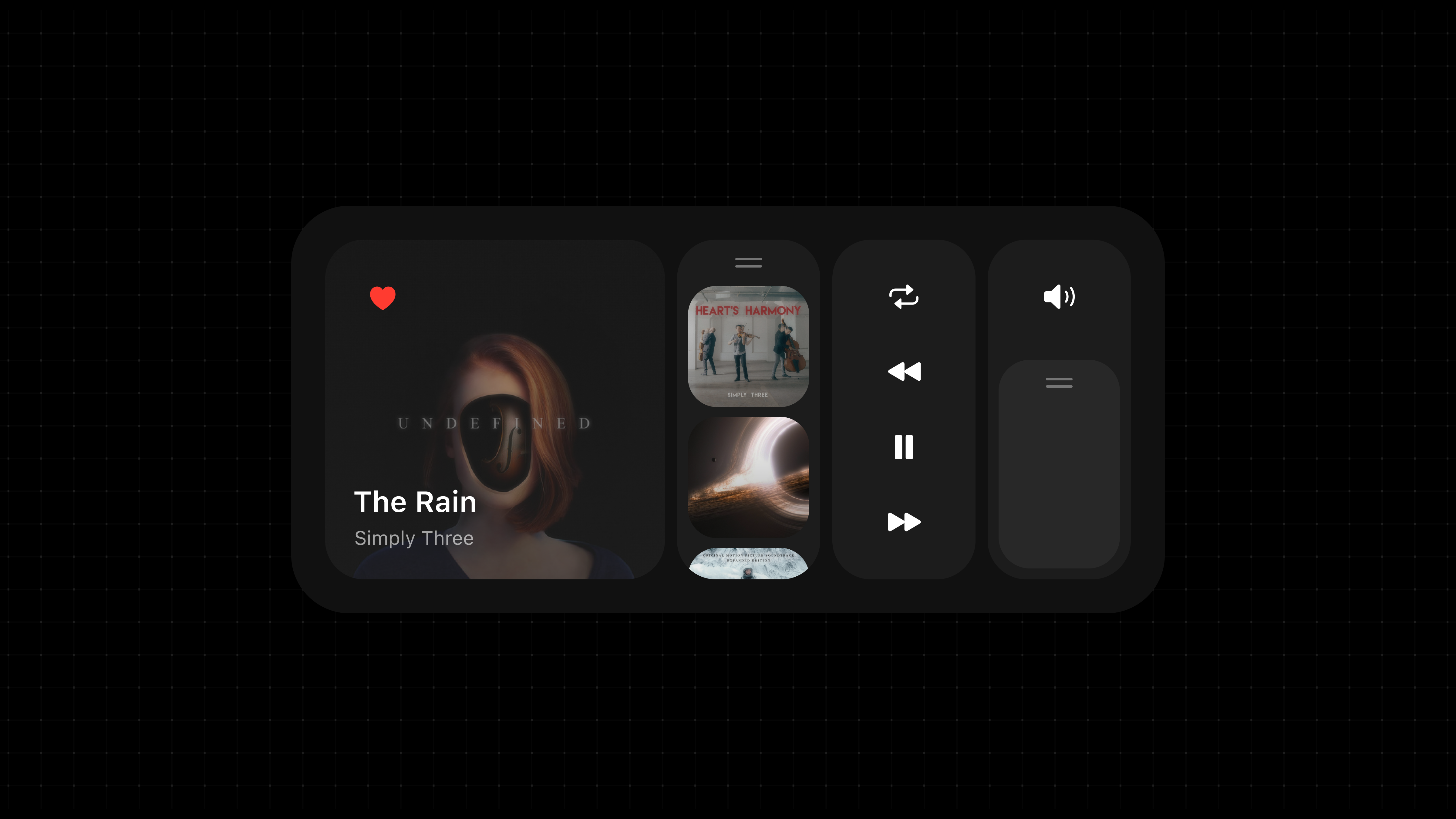 Minimal Music Player Widget – Dark UI