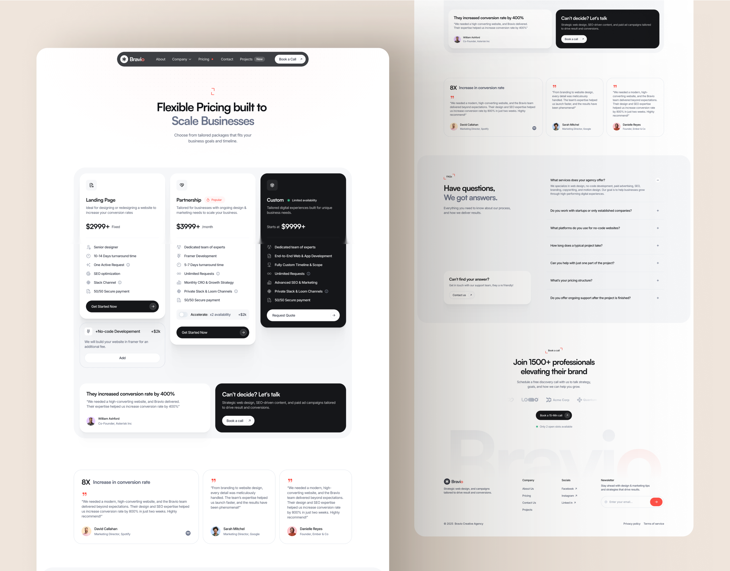 Bravio - Agency Pricing Page