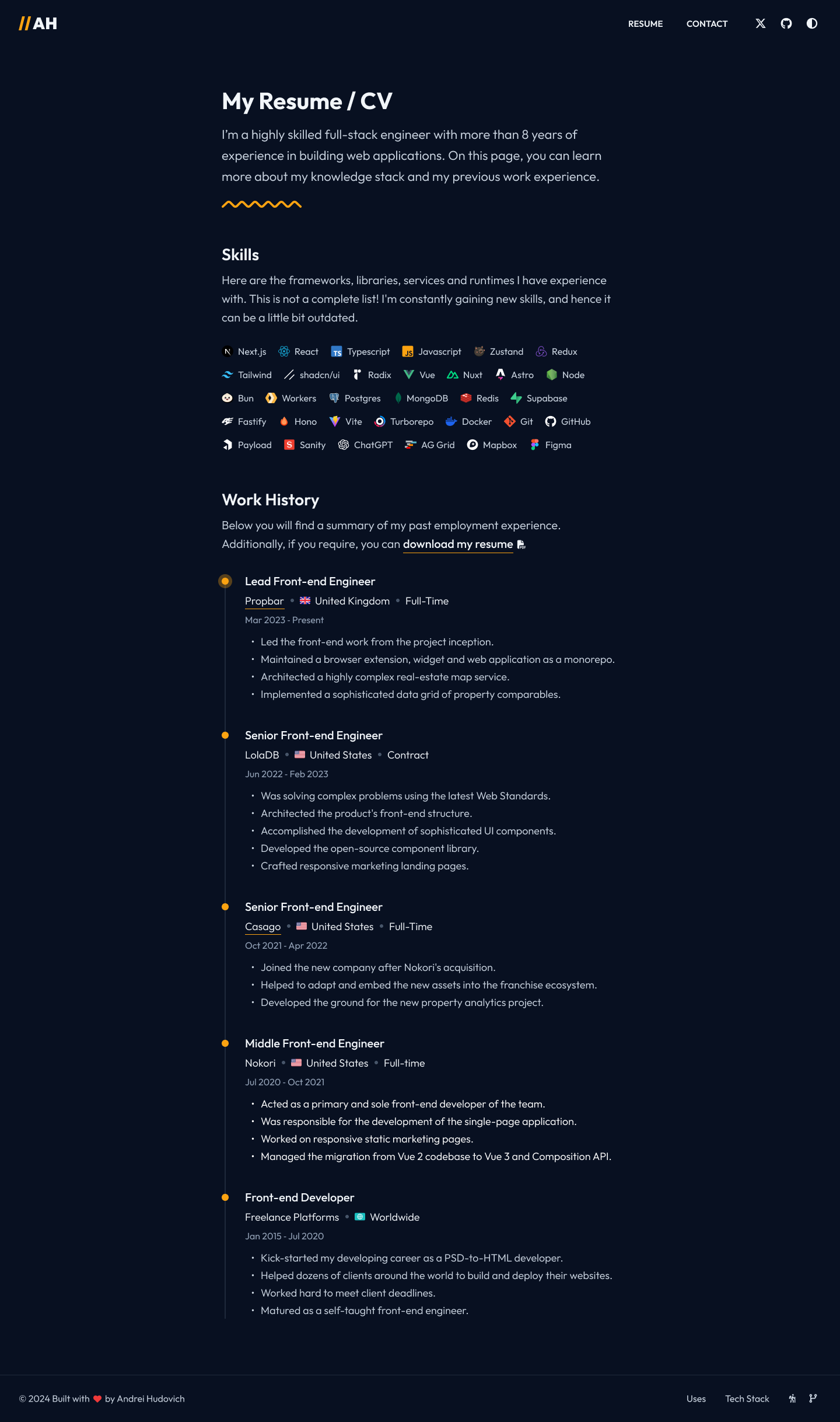 My Resume Design in Dark mode 🔥