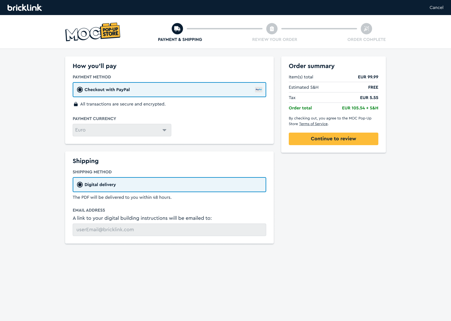 Checkout pages