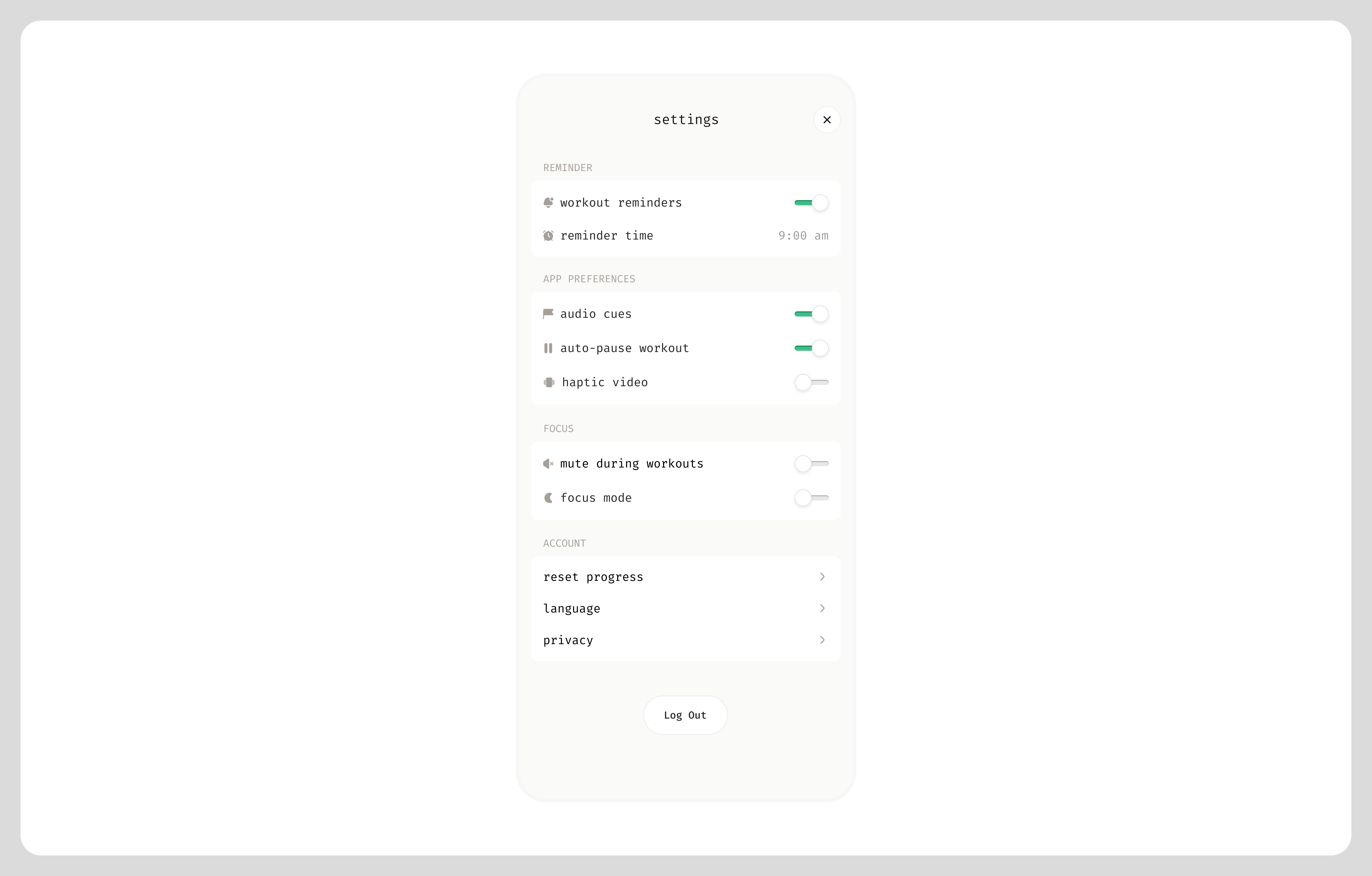 Settings Page