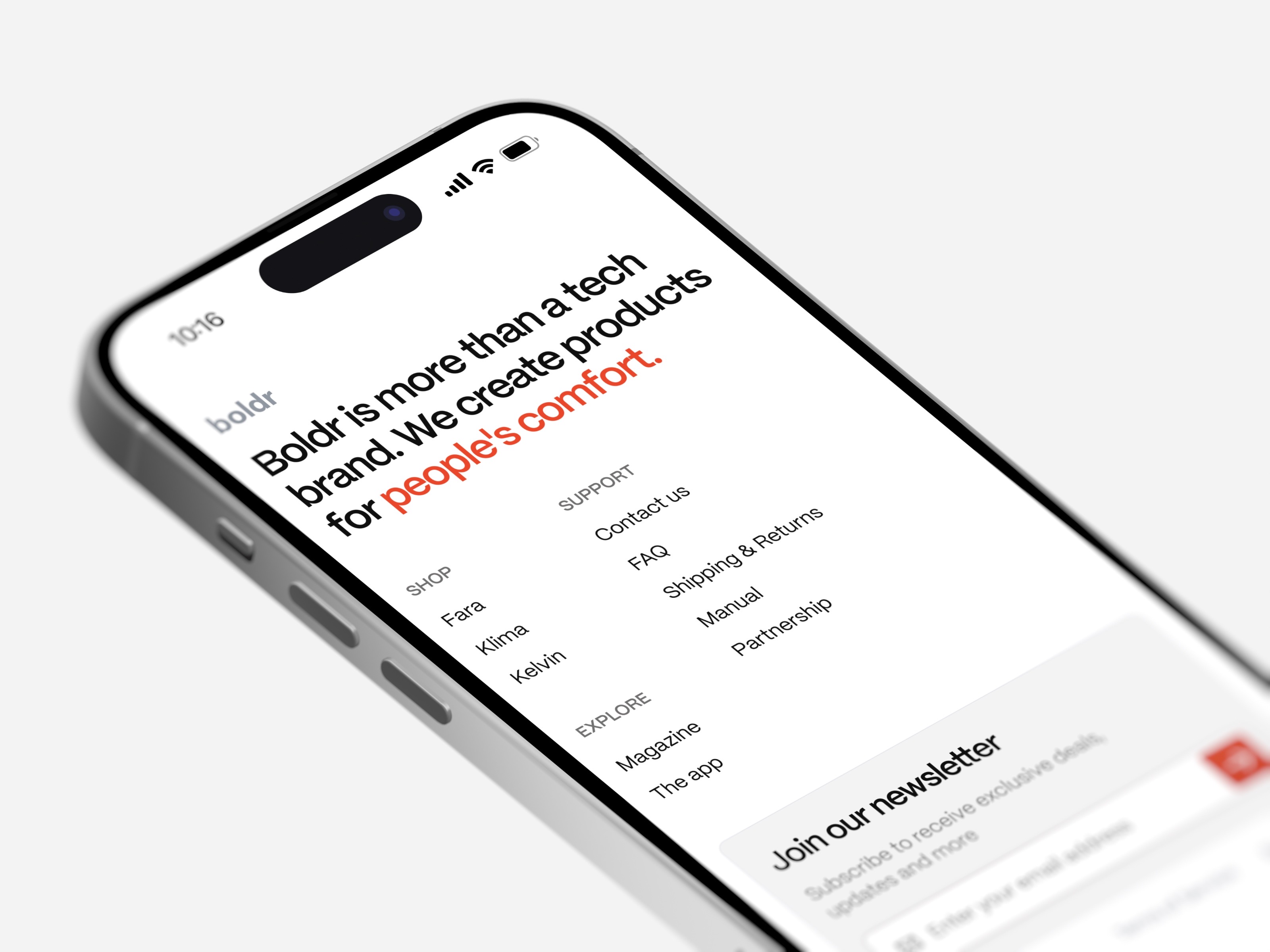 BOLDR Website. Footer
