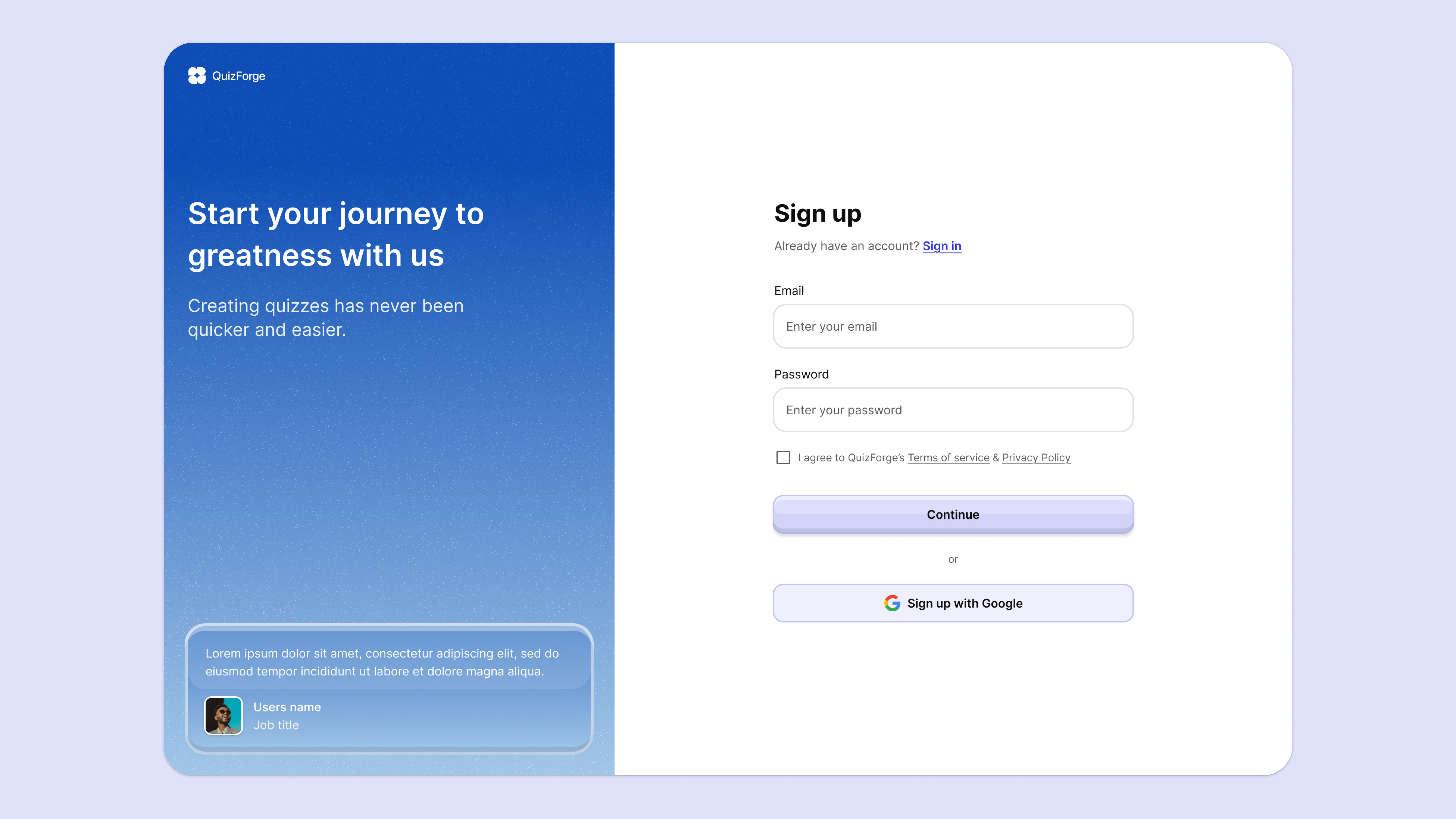 Sign up