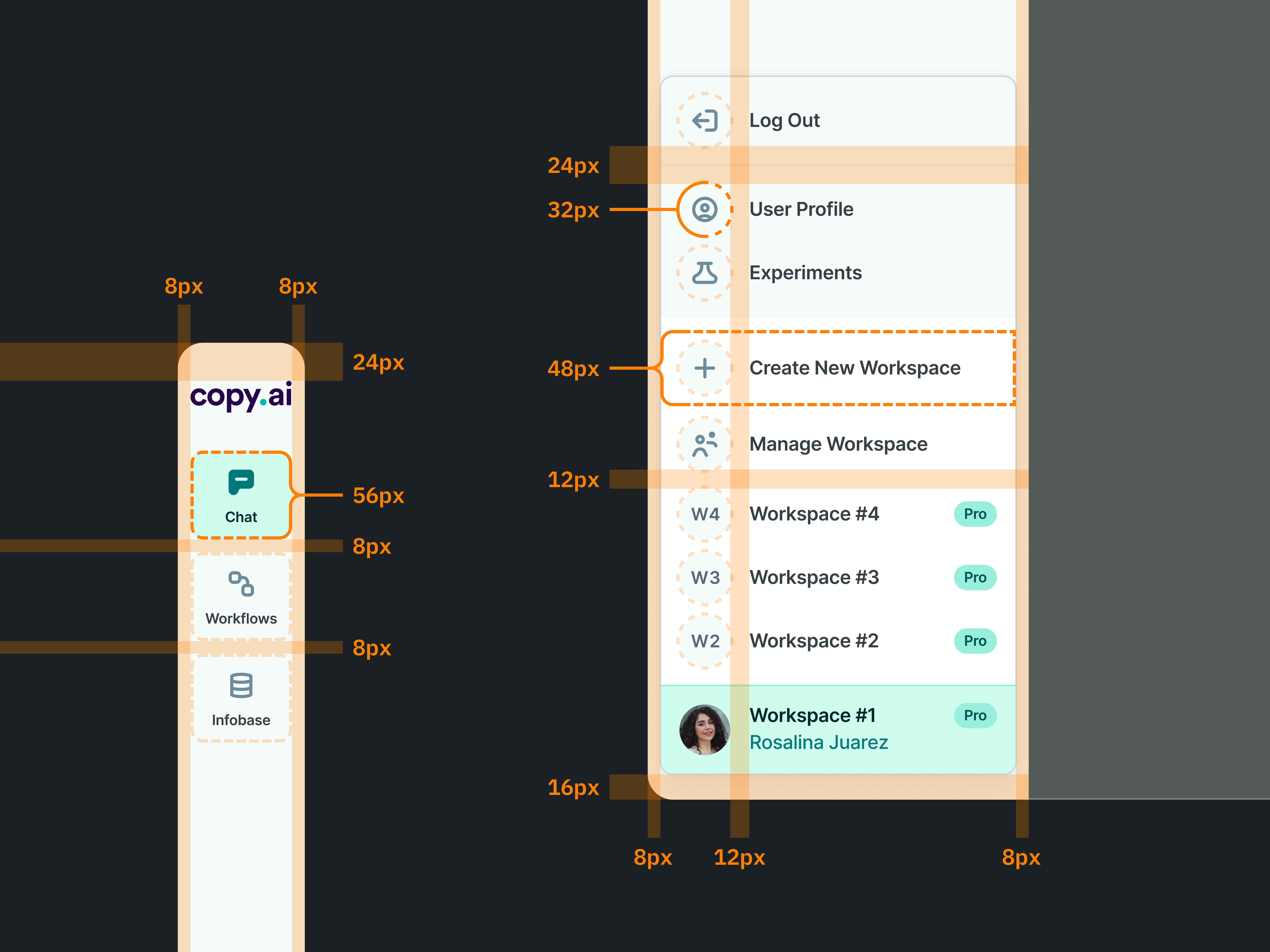 copy.ai Navigation Bar Grid Spacing