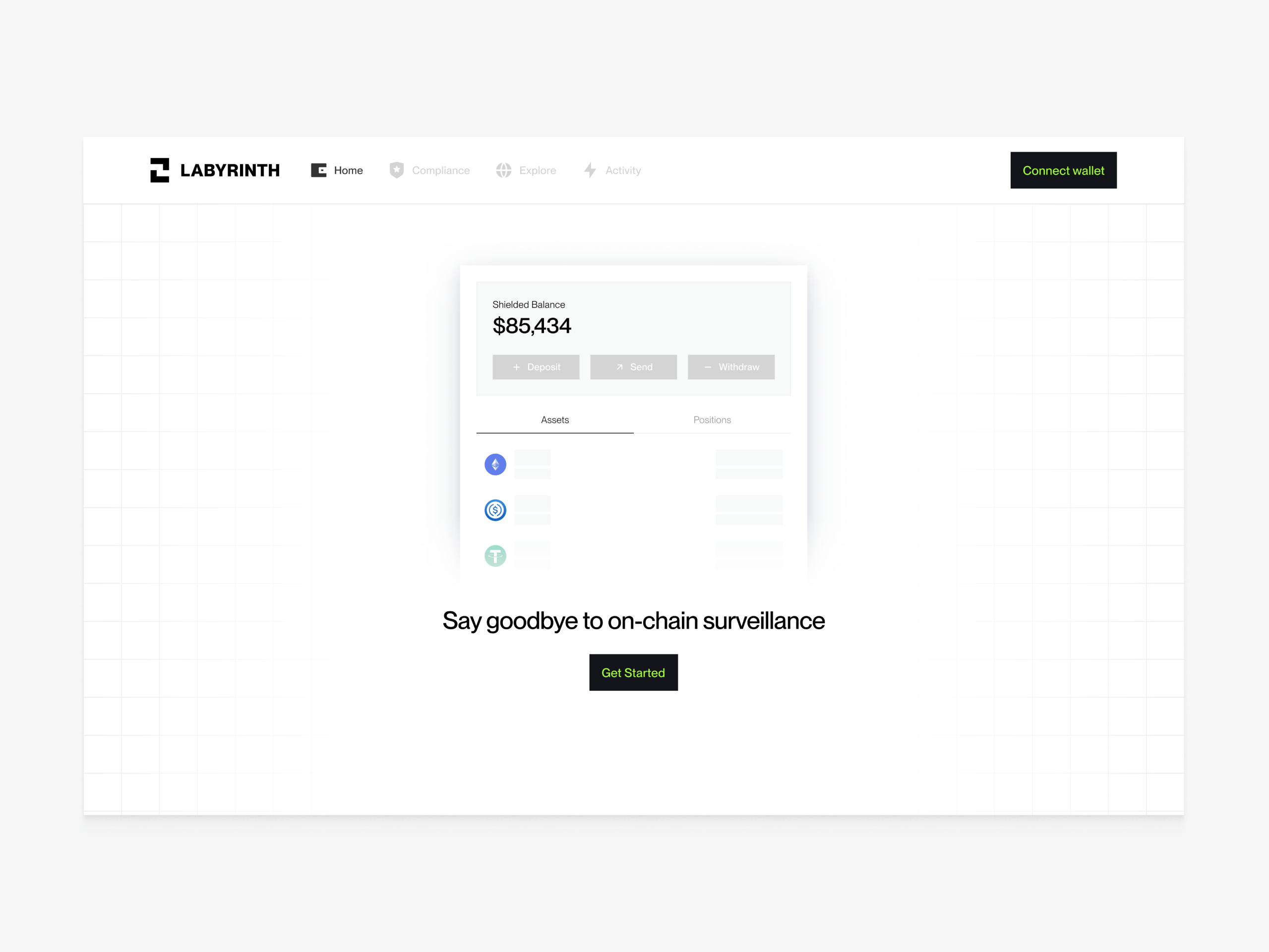Empty state when wallet is not connected