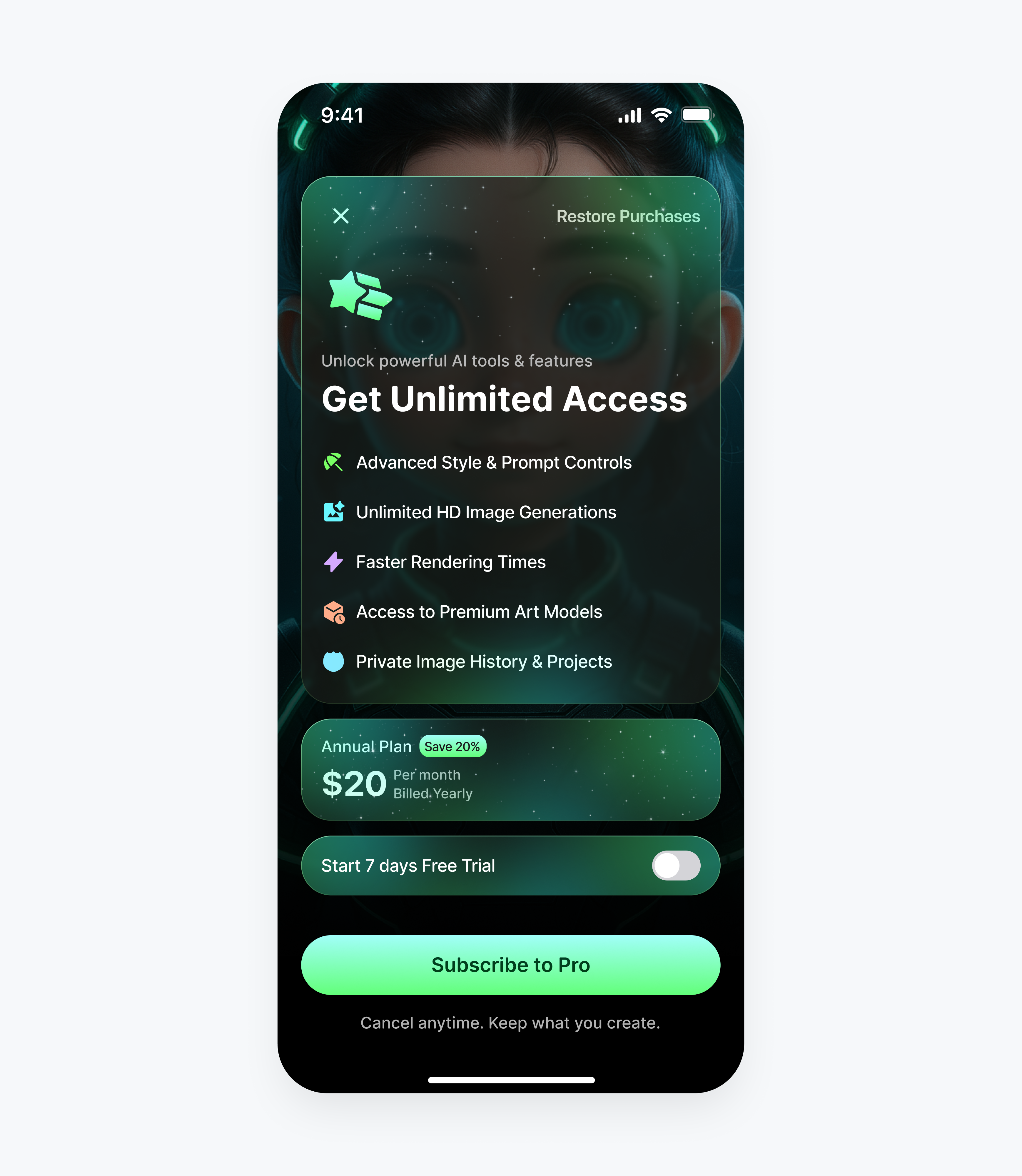 Paywall design for an AI membership experience