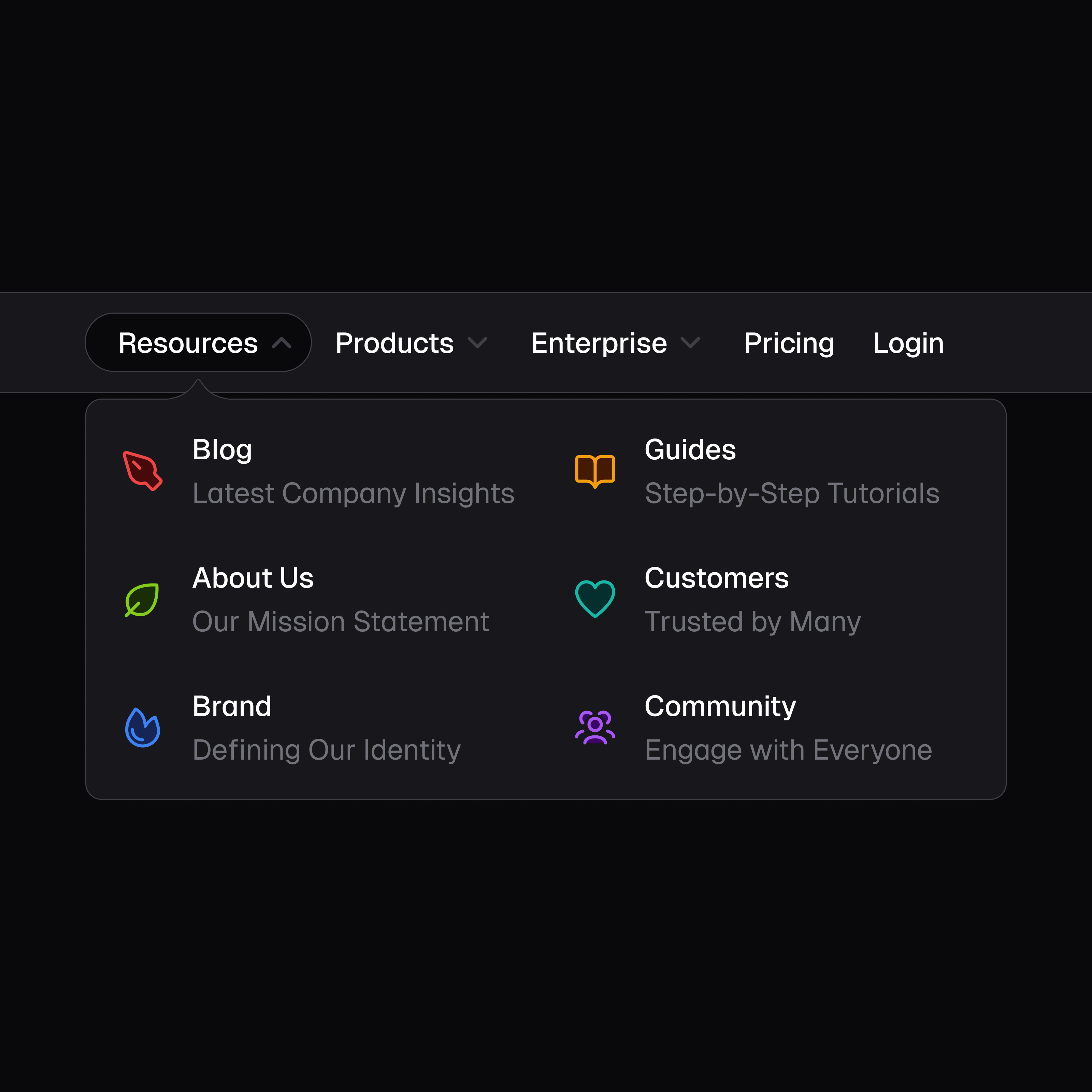 Dark Header Dropdown 🖊️