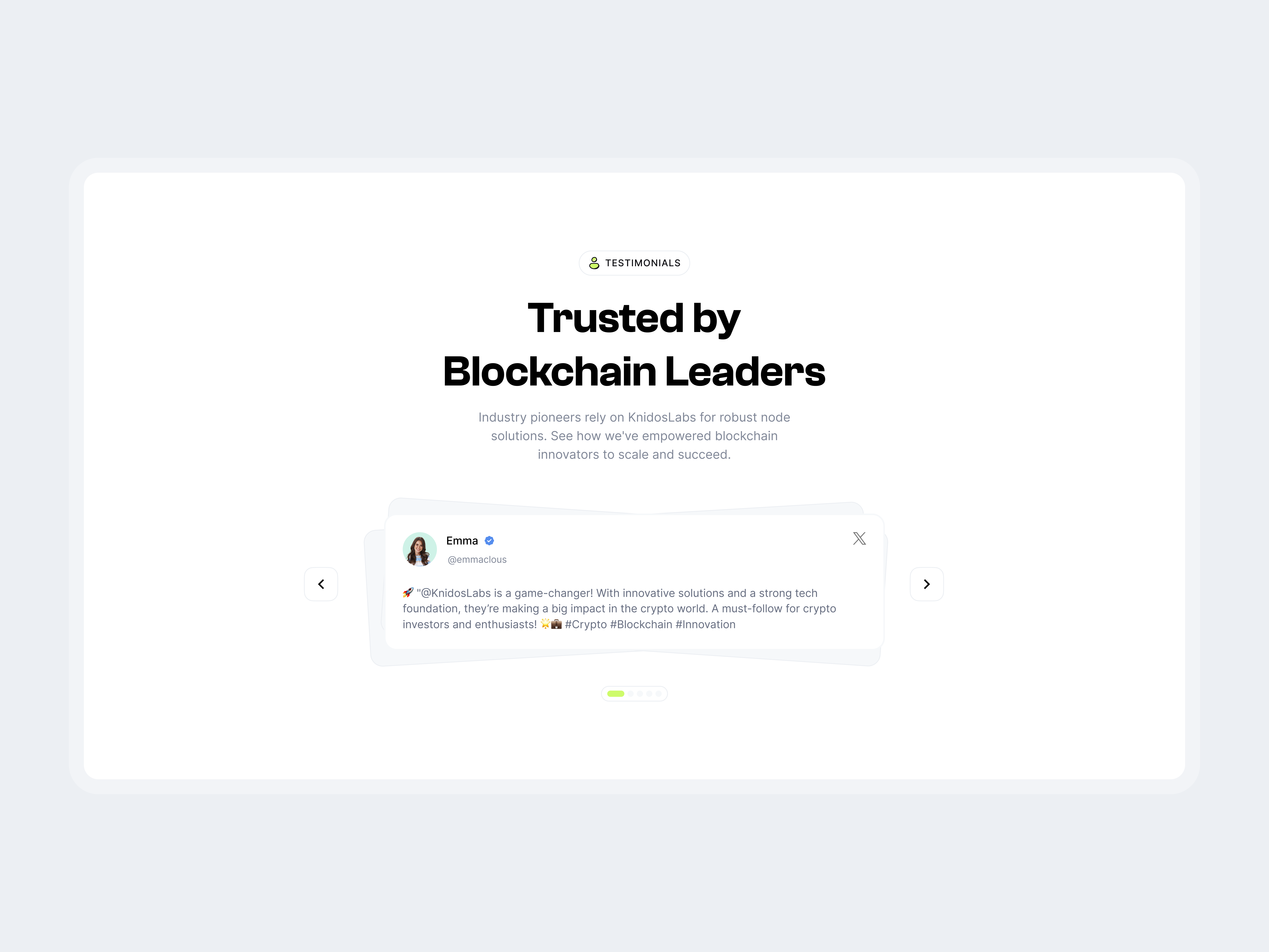 Introducing Knidoslabs' Testimonials section!