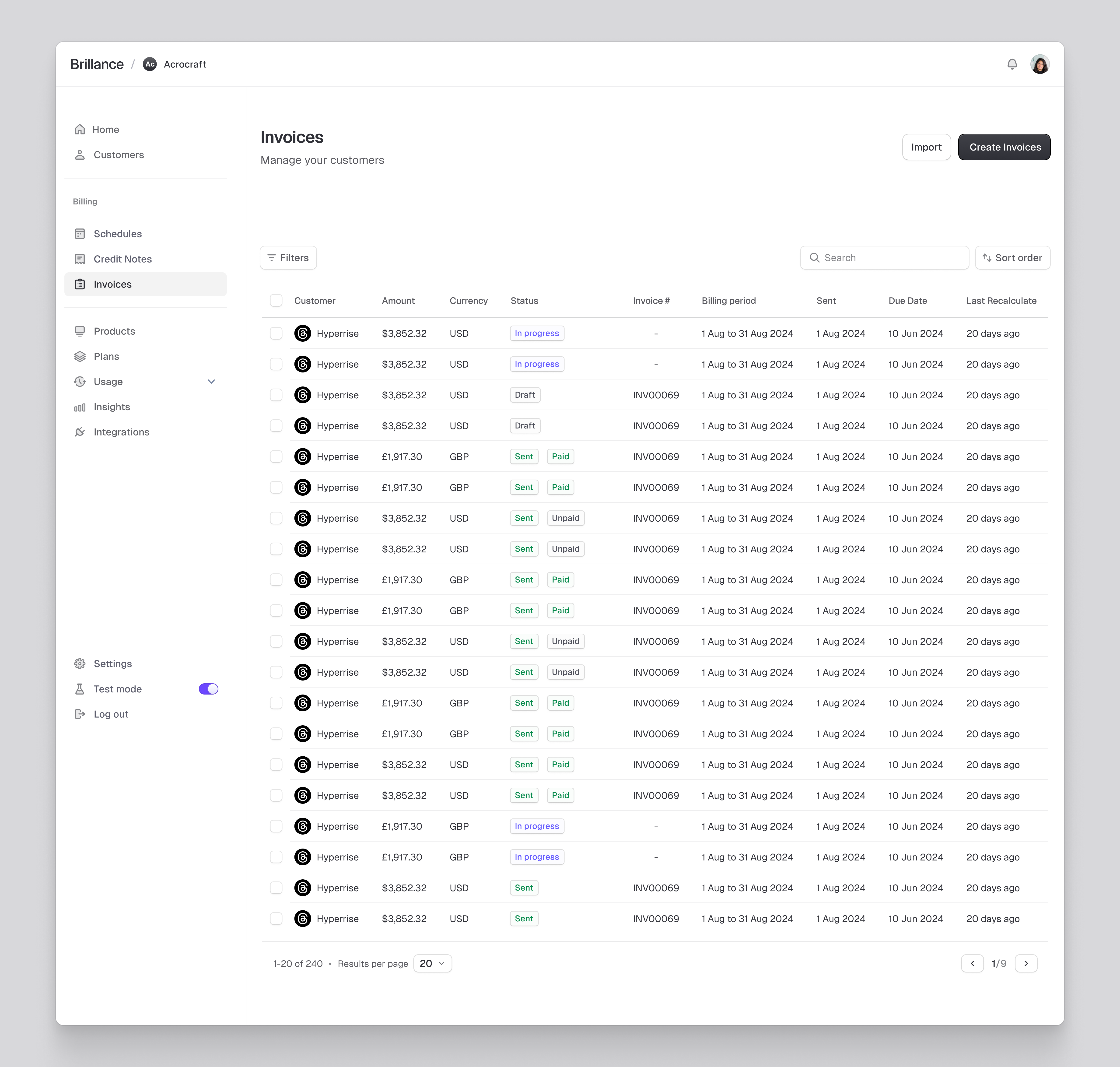 Invoices || Dashboard
