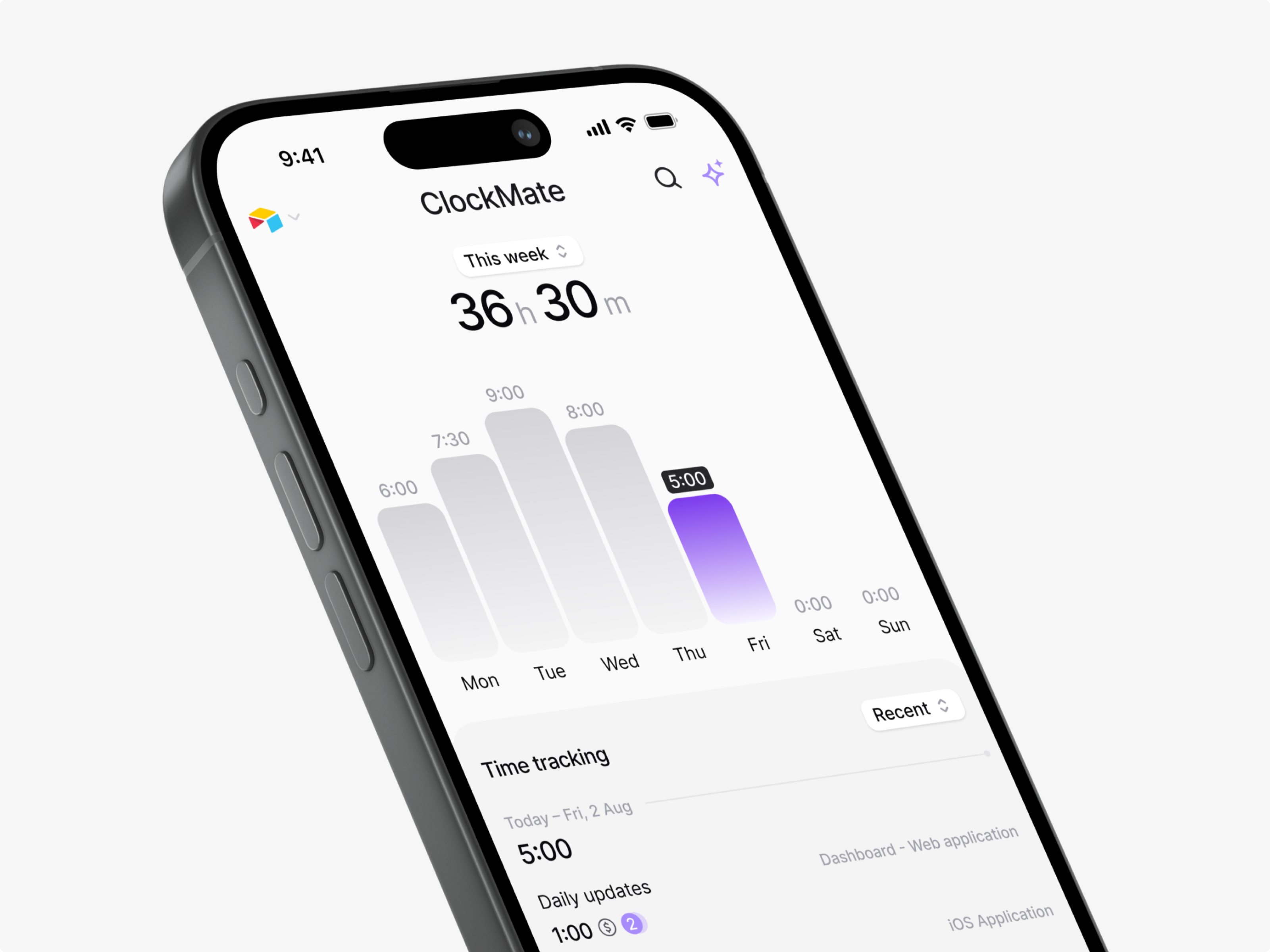 time tracking dashboard / iOS
